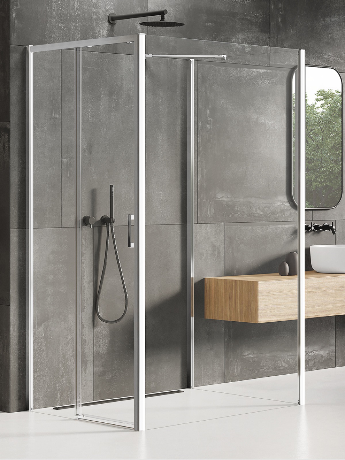 New Trendy Prime Dusche 110x100 cm rechteckig chrom Glanz/durchsichtiges Glas K-0875