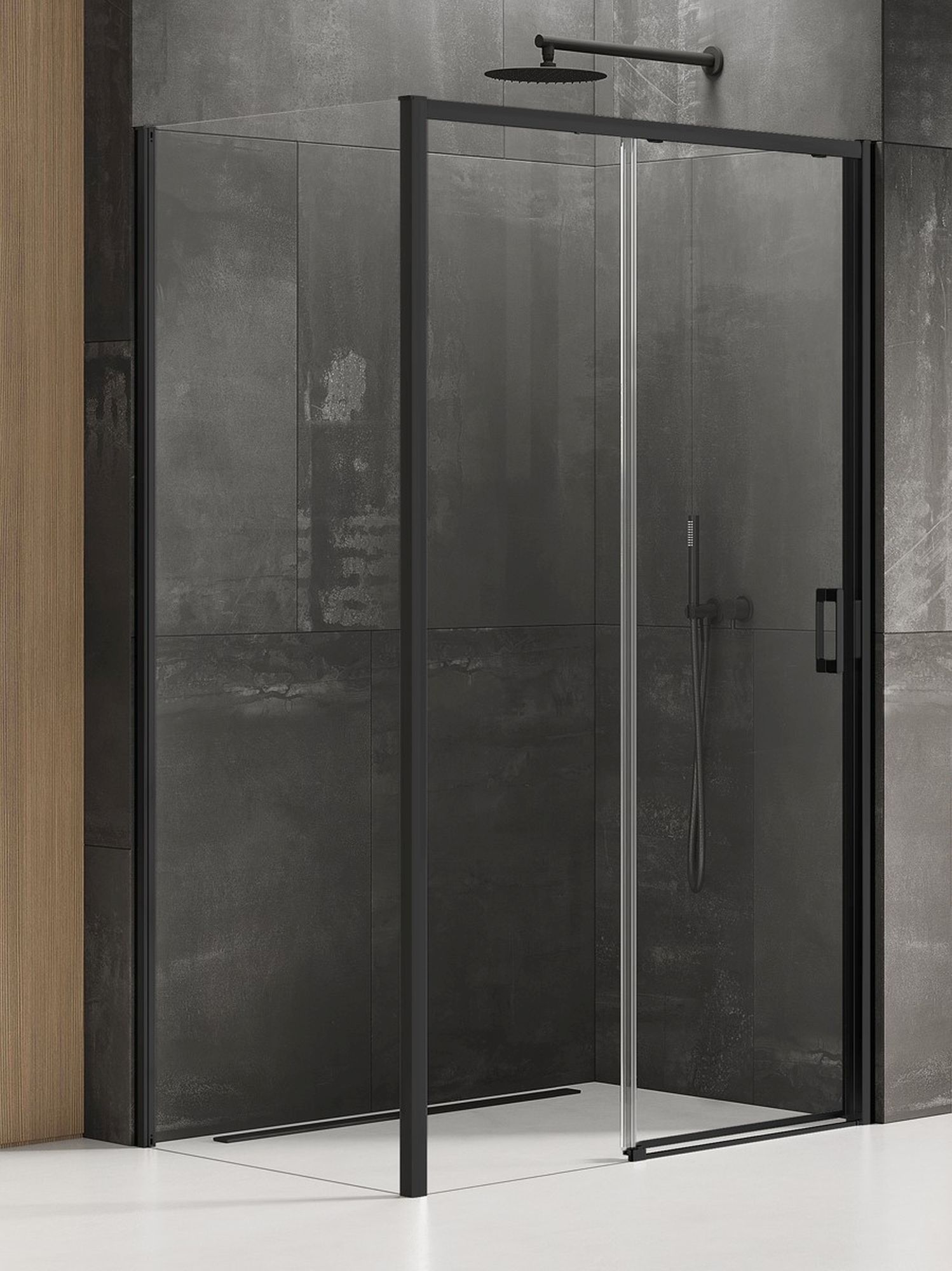 New Trendy Prime Black Dusche 130x90 cm rechteckig schwarz Matte/durchsichtiges Glas K-1290
