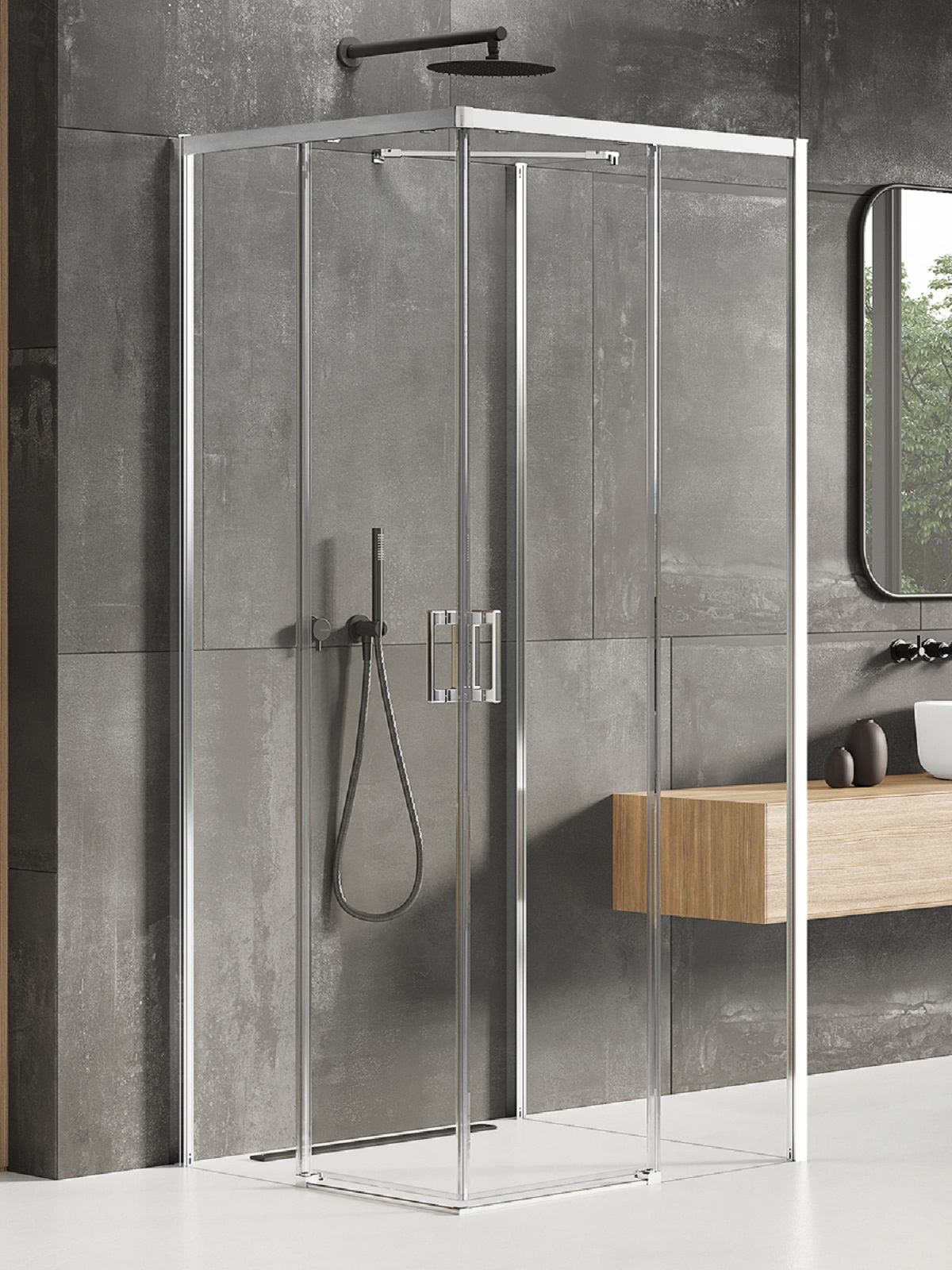 New Trendy Prime Dusche 90x80 cm rechteckig chrom Glanz/durchsichtiges Glas K-0901