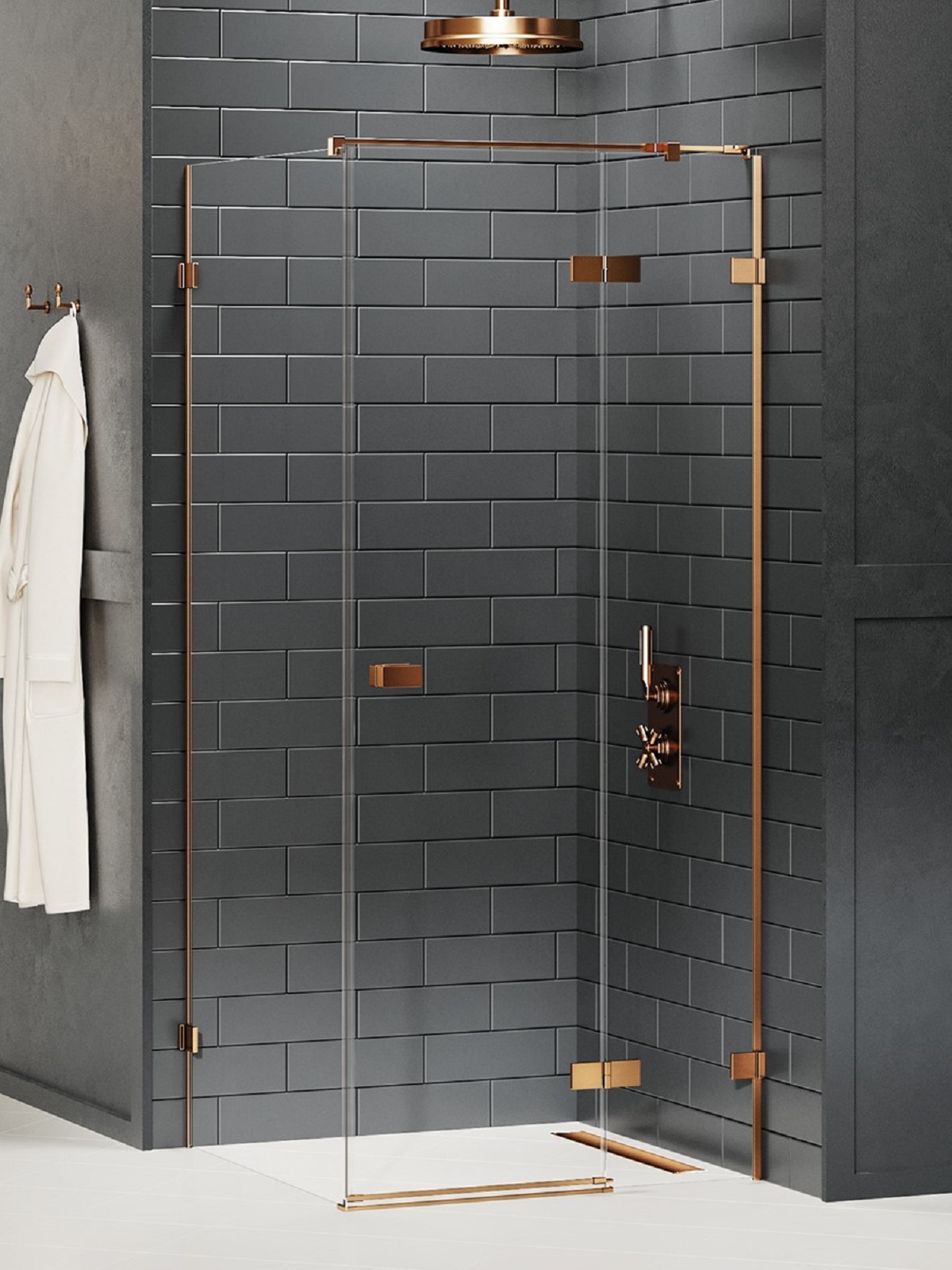New Trendy Avexa Copper Brushed Dusche 110x90 cm rechteckig kupfer gebürstet/durchsichtiges Glas EXK-3585