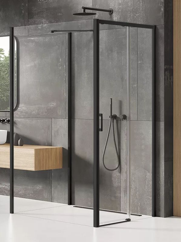 New Trendy Prime Black Dusche 120x110 cm rechteckig schwarz Matte/durchsichtiges Glas K-1609