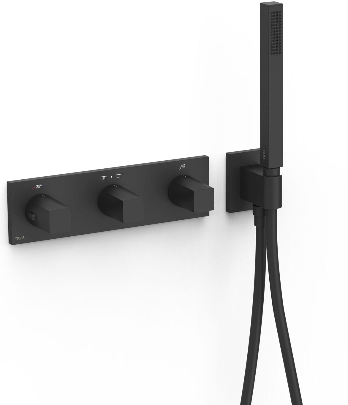 Tres B-System Badewannen- und Duscharmatur Unterputz mit Thermostat schwarz 30725301NM