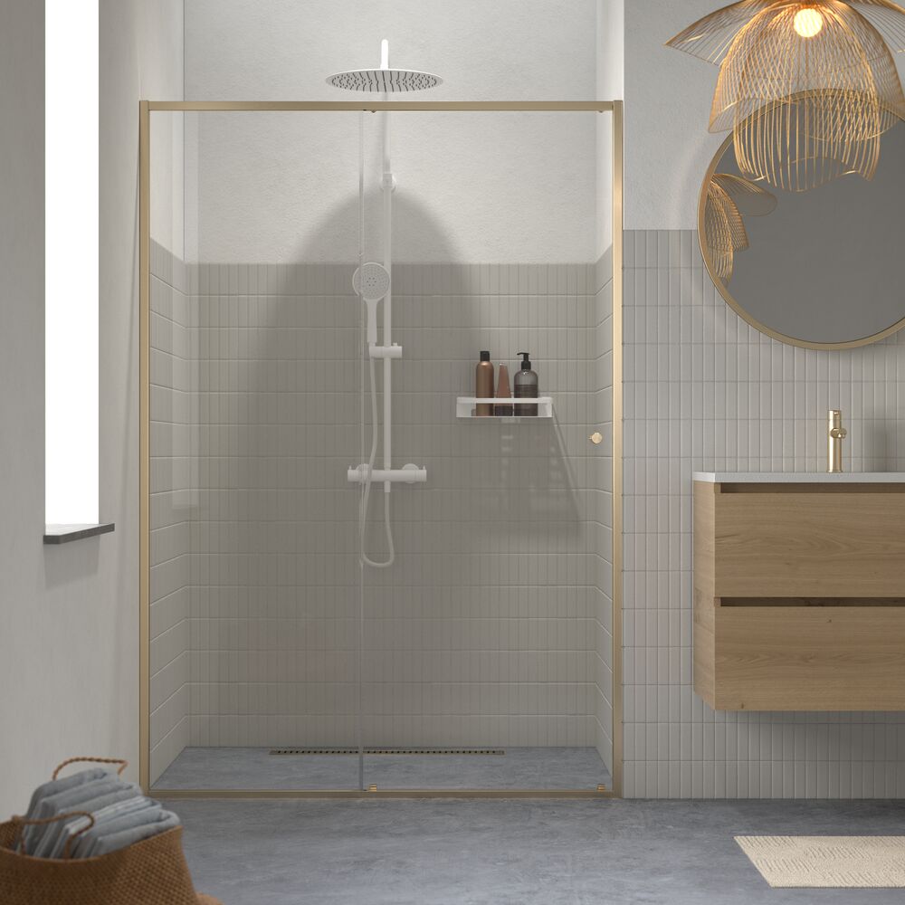 Sealskin Contour Duschtüren 120 cm Schiebe- gold gebürstet/durchsichtiges Glas CD121206495100