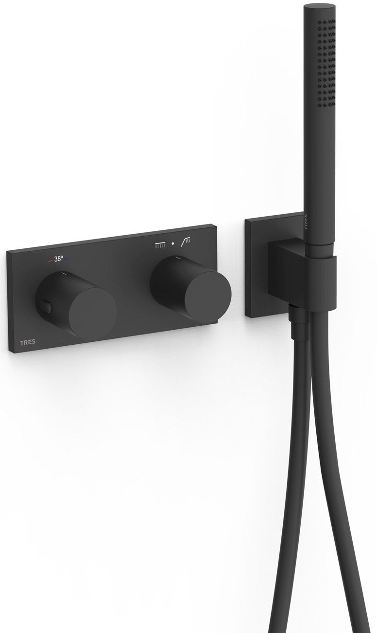 Tres B-System Badewannen- und Duscharmatur Unterputz mit Thermostat schwarz 30735201NM