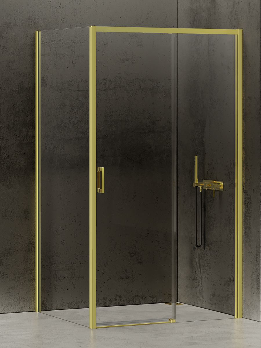 New Trendy Prime Light Gold Dusche 110x90 cm rechteckig gold Glanz/durchsichtiges Glas D-0423A/D-0224B
