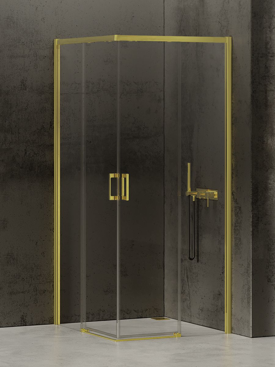 New Trendy Prime Light Gold Dusche 100x80 cm rechteckig gold Glanz/durchsichtiges Glas D-0416A/D-0421A