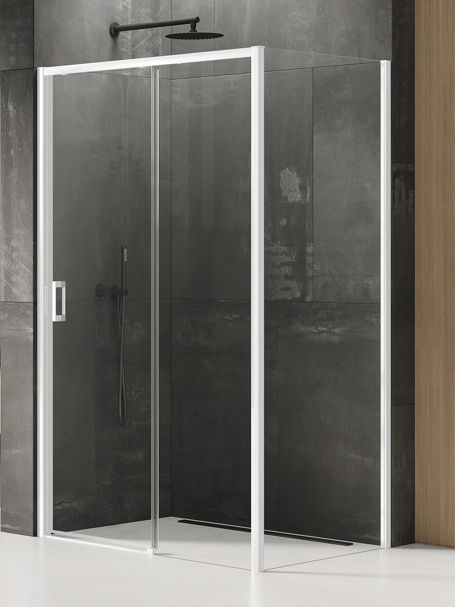 New Trendy Prime White Dusche 140x70 cm rechteckig weiß Matte/durchsichtiges Glas K-1400