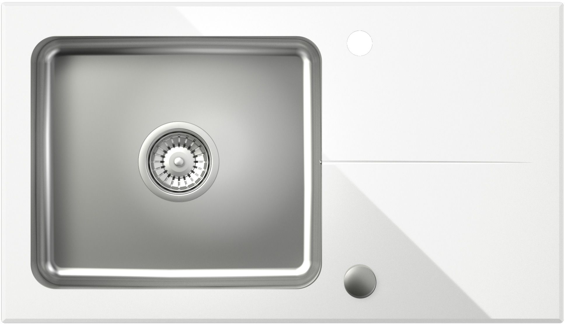 Quadron Hugh Waschbecken aus Glas und Stahl 77x44 cm weiß ST3577SB1BS