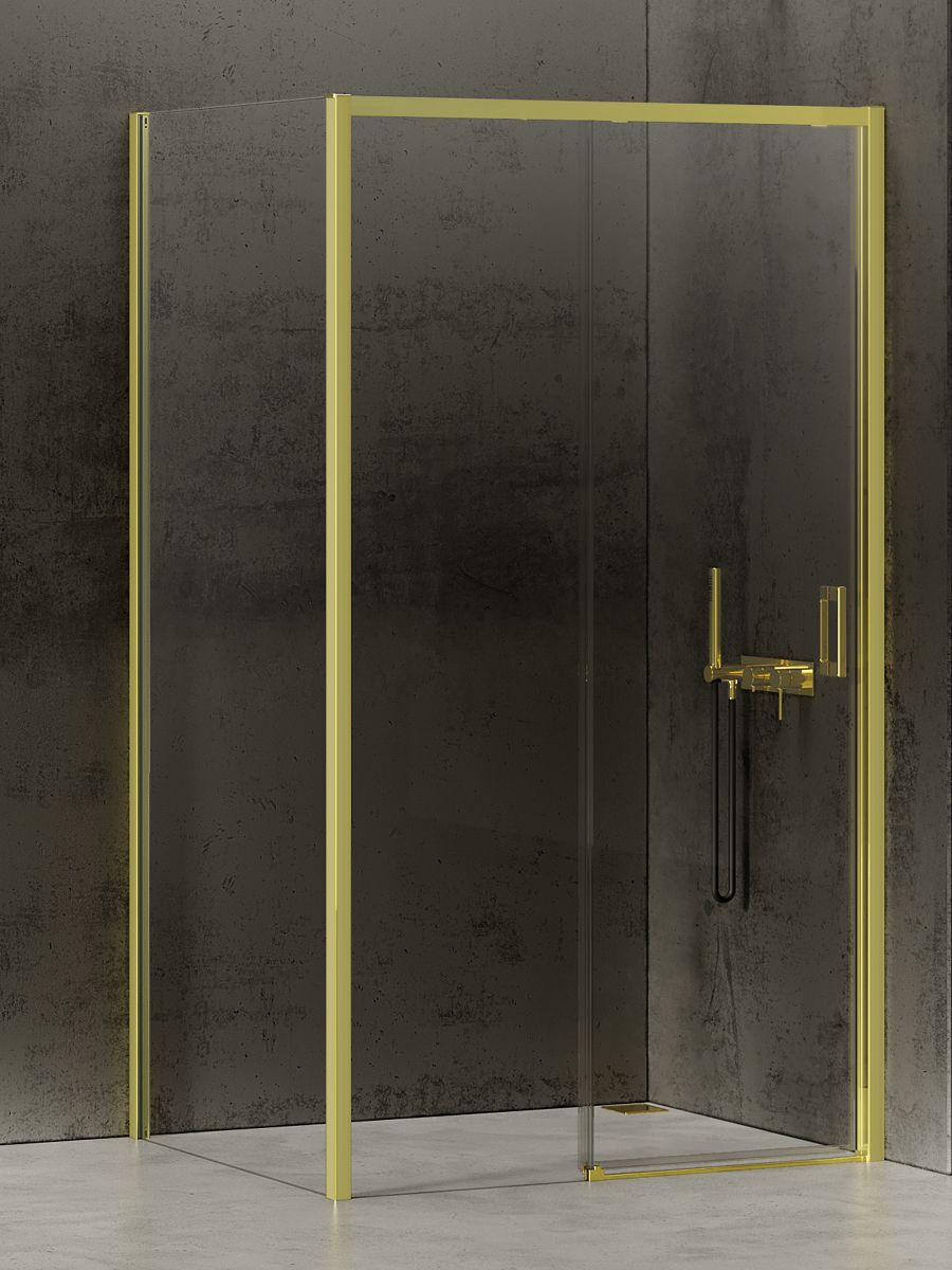 New Trendy Prime Light Gold Dusche 150x80 cm rechteckig gold Glanz/durchsichtiges Glas K-1457
