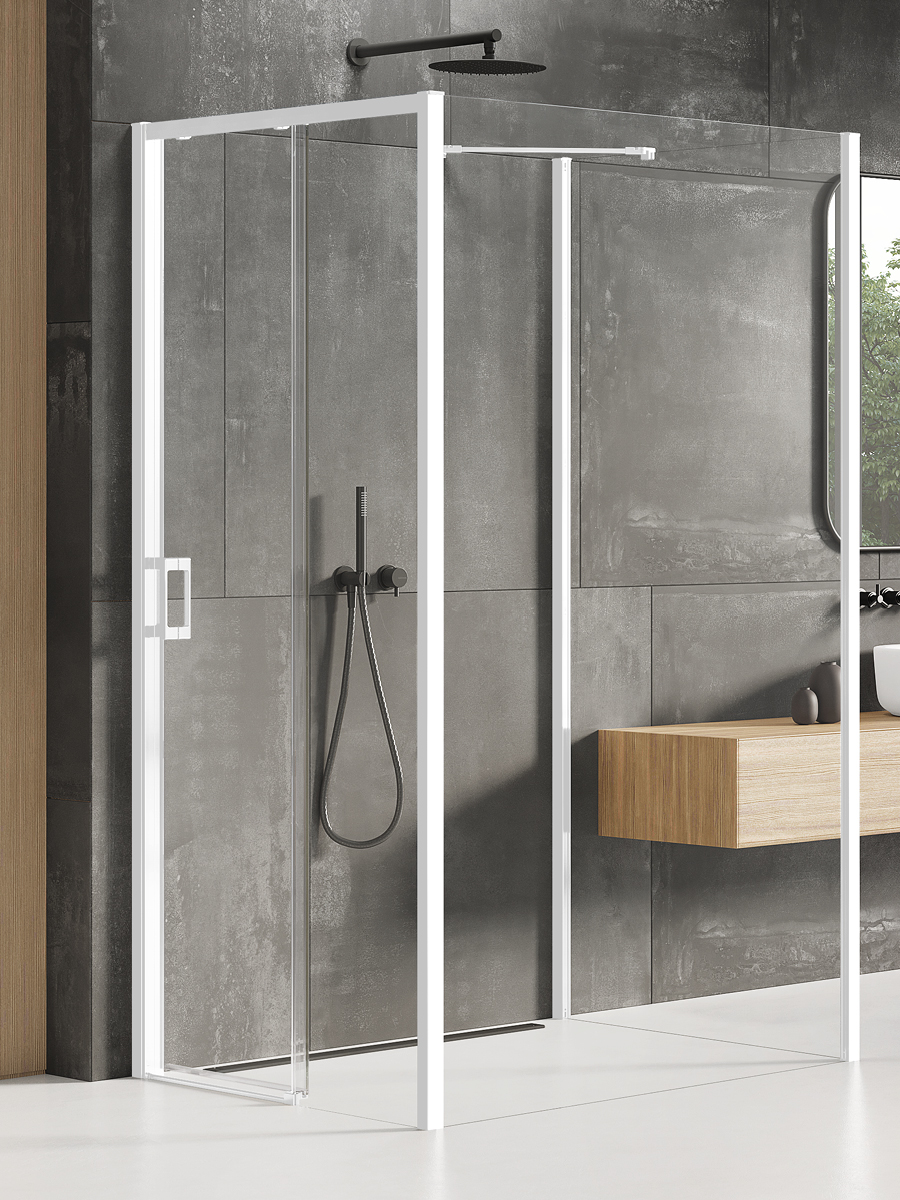 New Trendy Prime White Dusche 120x100 cm rechteckig weiß Matte/durchsichtiges Glas K-1631