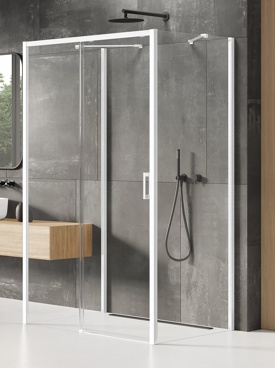 New Trendy Prime White Dusche 100x100 cm quadratisch weiß Matte/durchsichtiges Glas K-1007