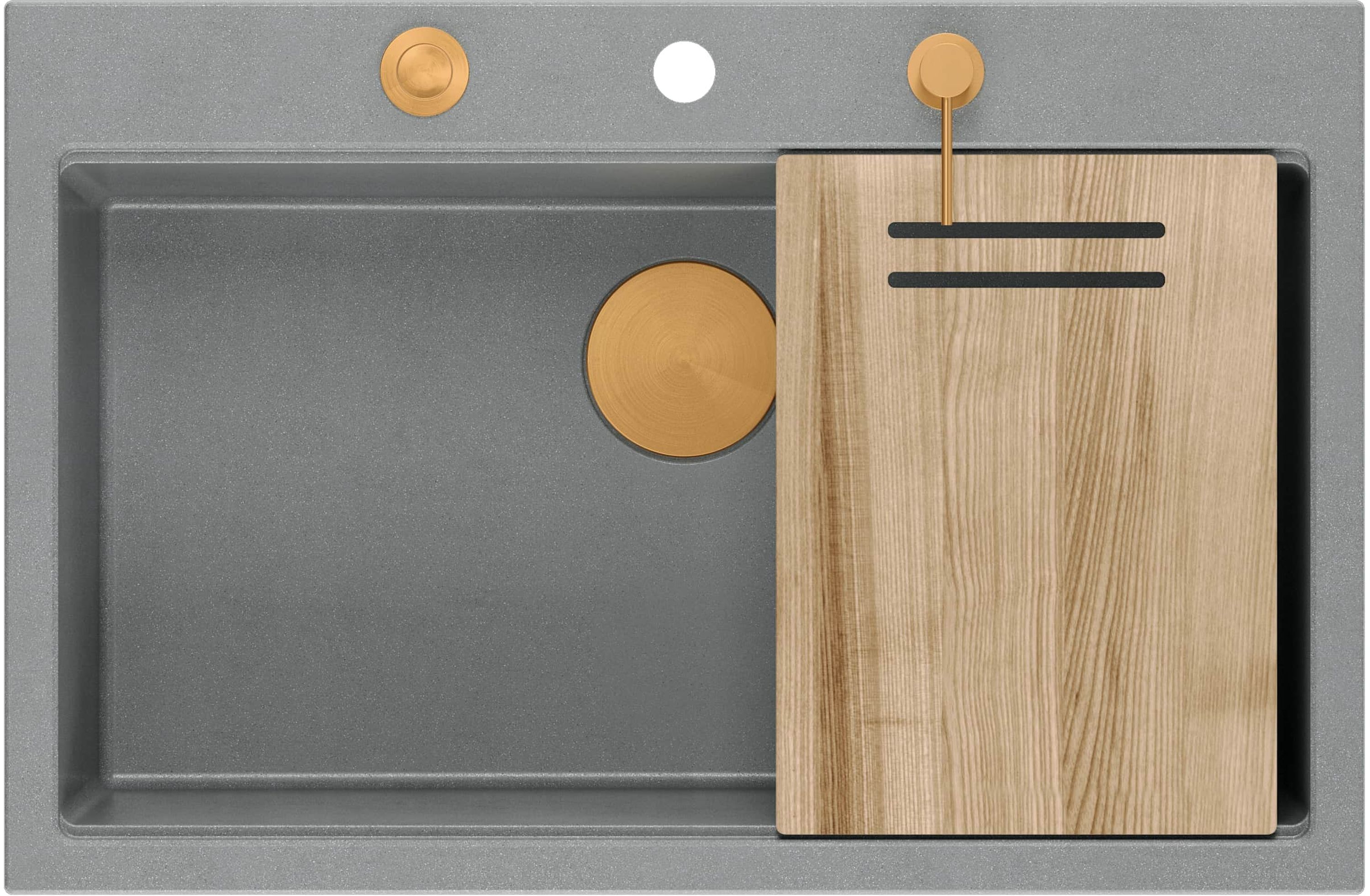 Quadron Marc GraniteQ-Spüle 76x50 cm grau/graphit/onyx HQM7650U5_PVDC1