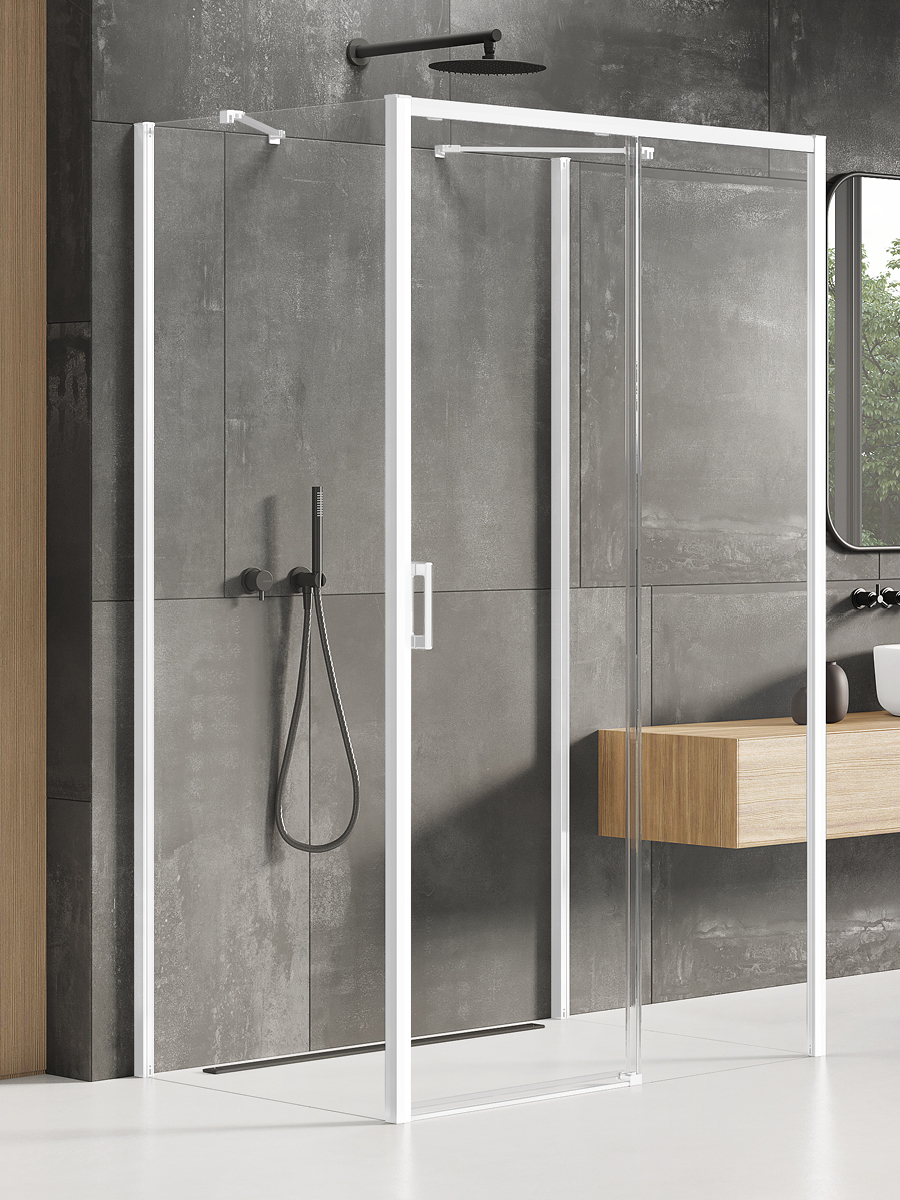 New Trendy Prime White Dusche 120x80 cm rechteckig weiß Matte/durchsichtiges Glas K-1041