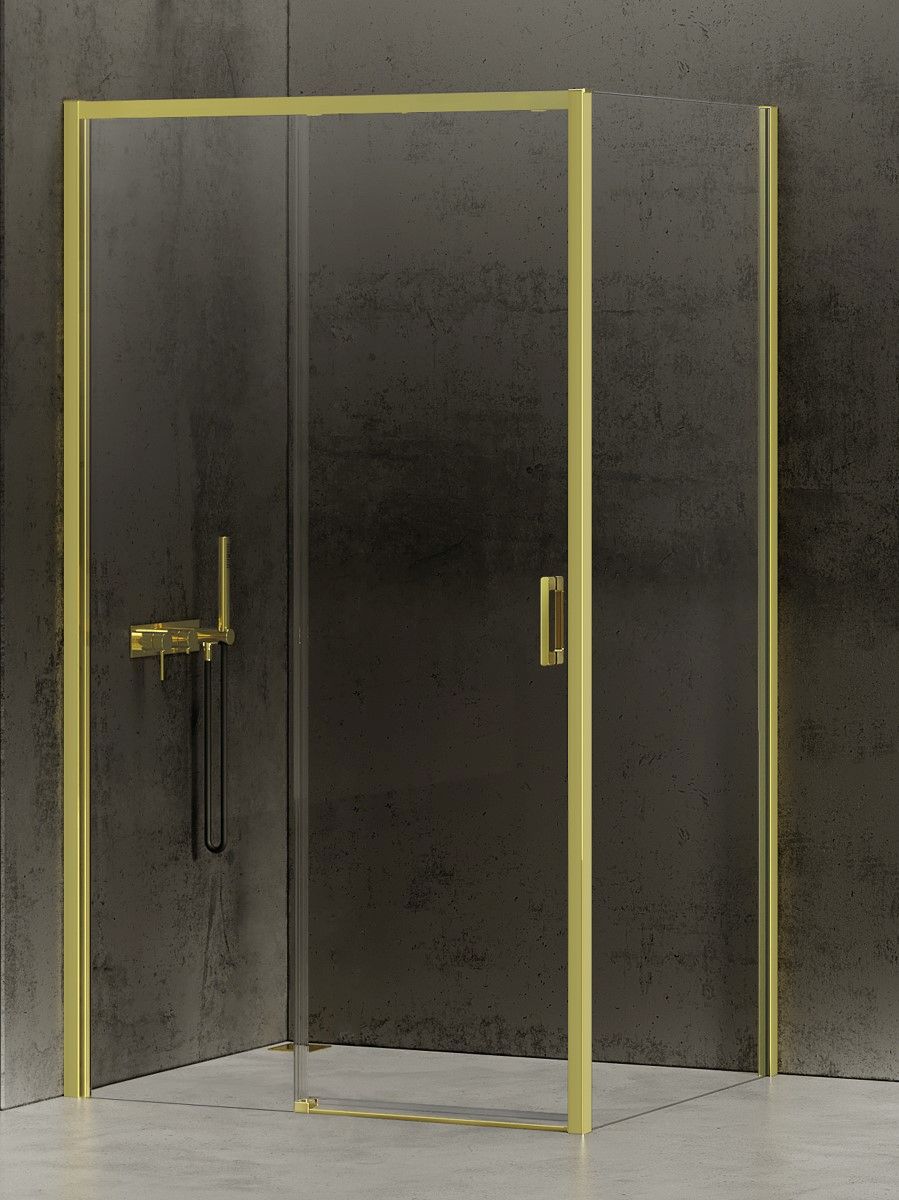 New Trendy Prime Light Gold Dusche 100x90 cm rechteckig gold Glanz/durchsichtiges Glas D-0420A/D-0224B