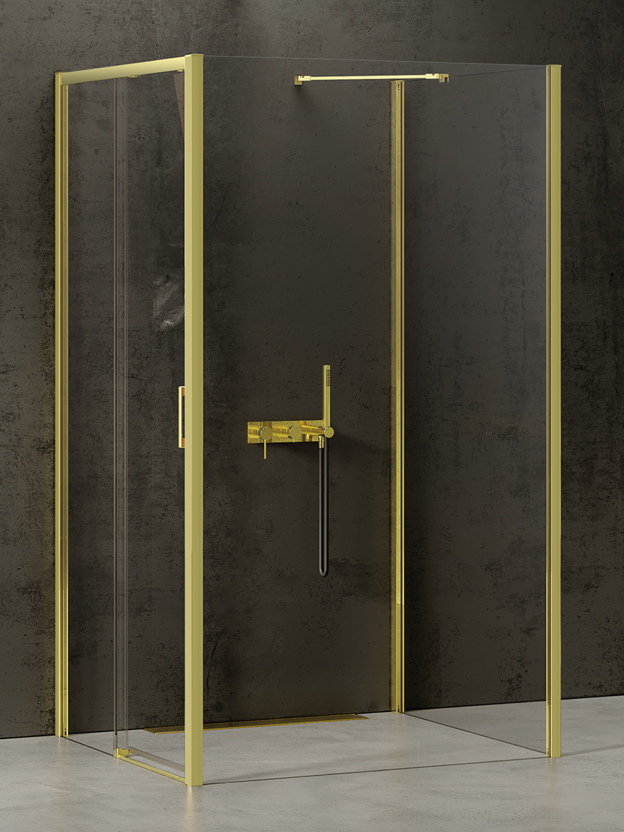New Trendy Prime Light Gold Dusche 120x90 cm rechteckig gold Glanz/durchsichtiges Glas K-1166