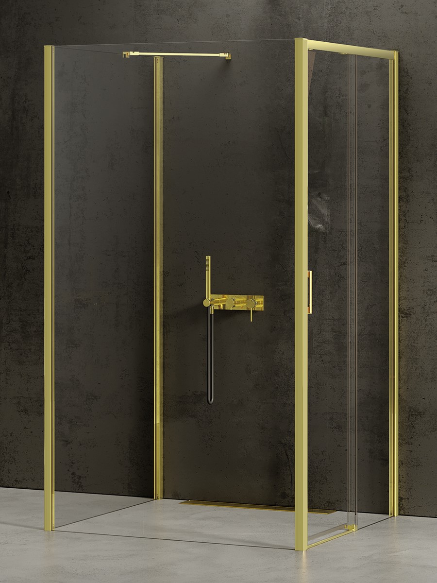 New Trendy Prime Light Gold Dusche 120x120 cm quadratisch gold Glanz/durchsichtiges Glas K-1647