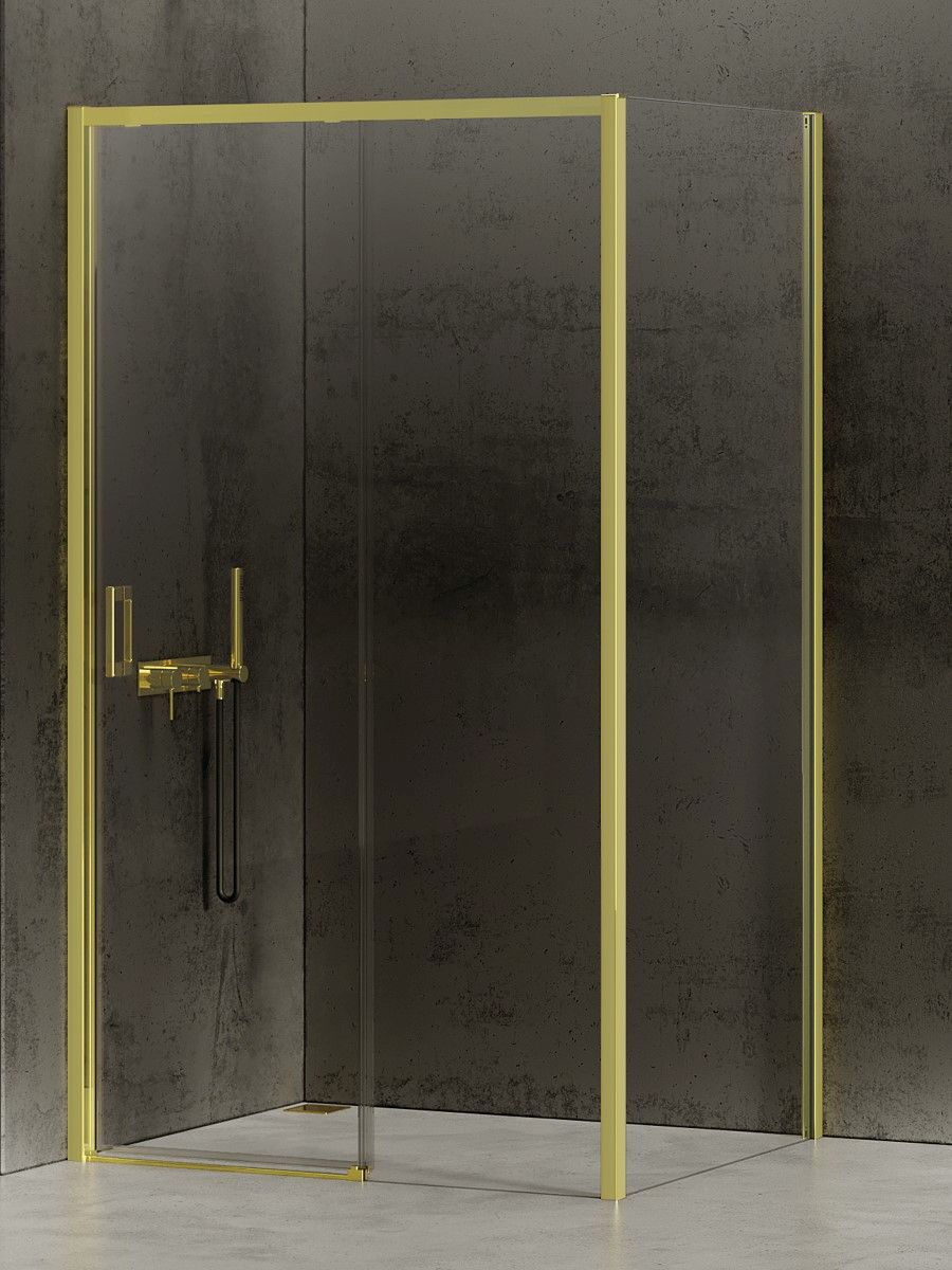 New Trendy Prime Light Gold Dusche 120x100 cm rechteckig gold Glanz/durchsichtiges Glas K-1475