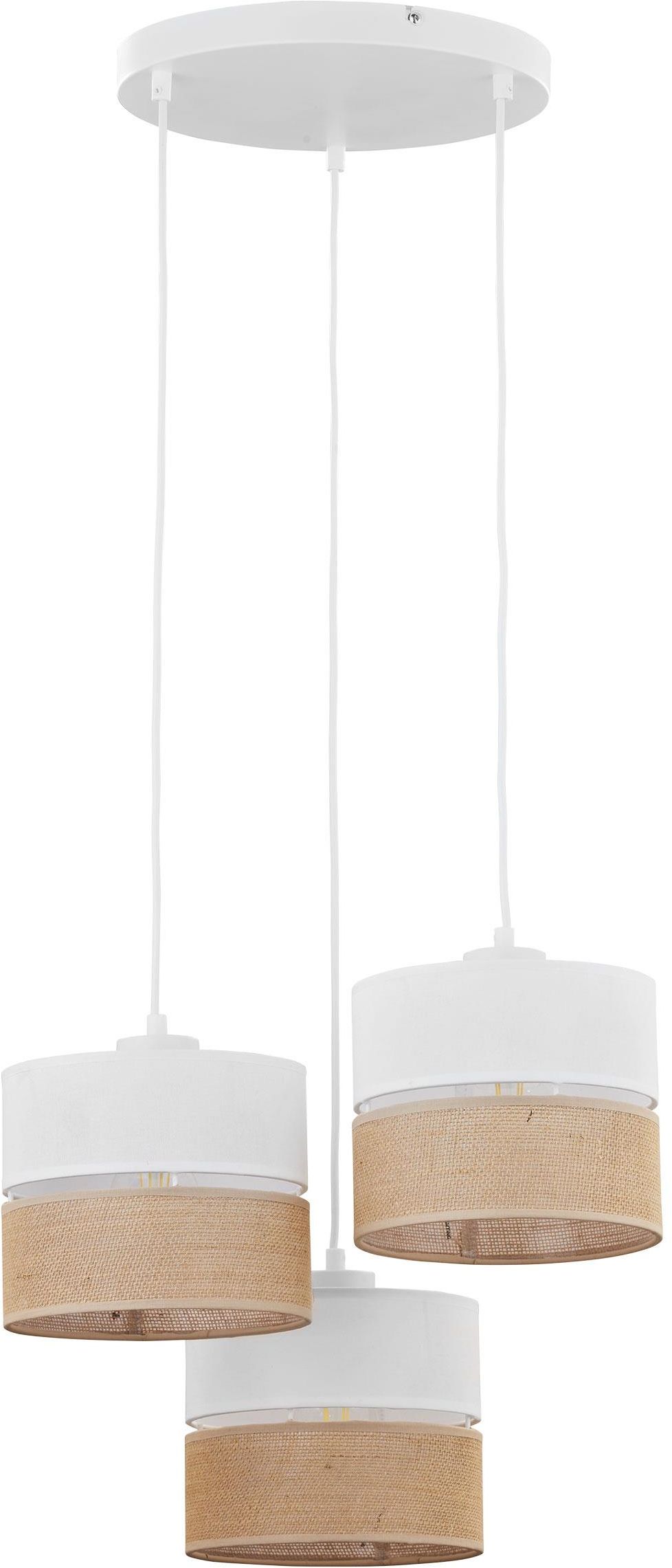 TK Lighting Linobianco Pendelleuchte 3x15 W weiß-braun 6575