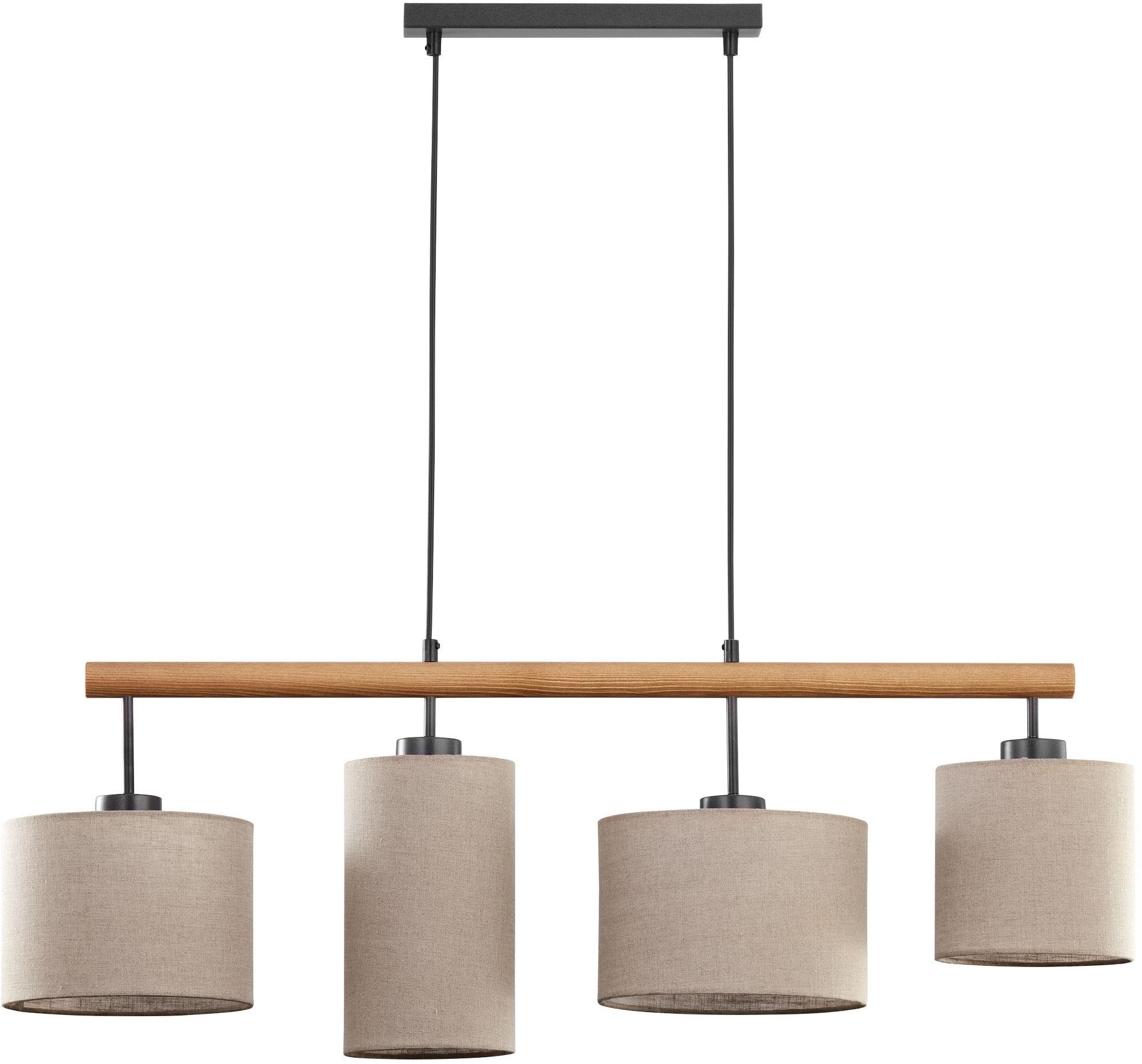 TK Lighting Deva Nature Pendelleuchte 4x15 W schwarz-grau/aschfarben-holz-beige 6108