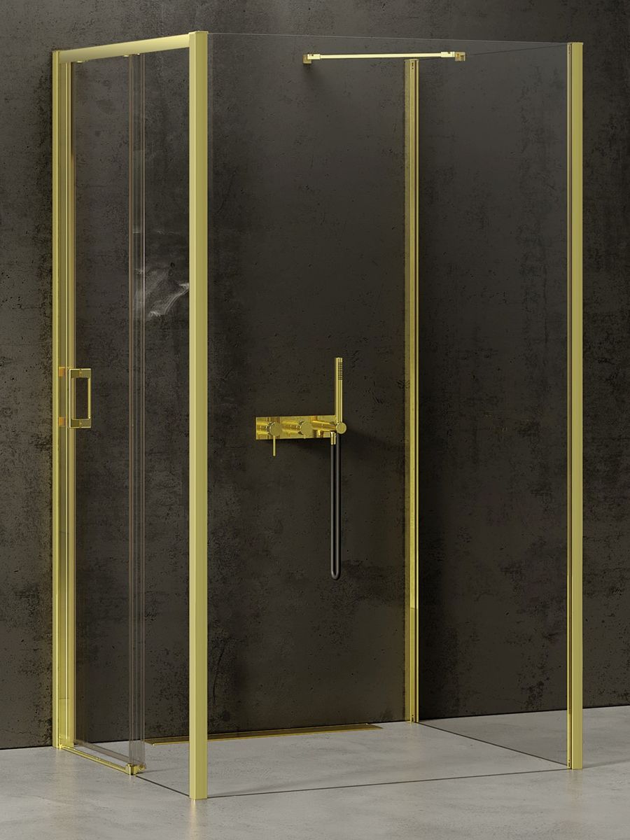 New Trendy Prime Light Gold Dusche 110x90 cm rechteckig gold Glanz/durchsichtiges Glas K-1511
