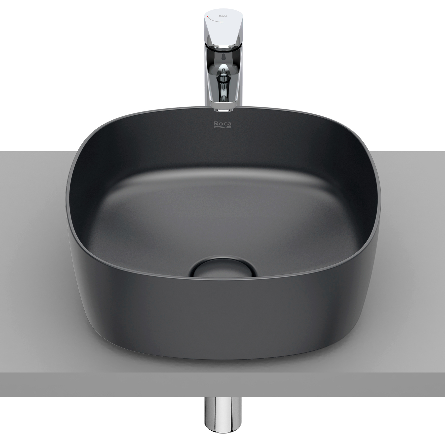 Roca Inspira Waschbecken 37x37 cm quadratisch Aufsatzwaschbecken grauer Stein A327502640