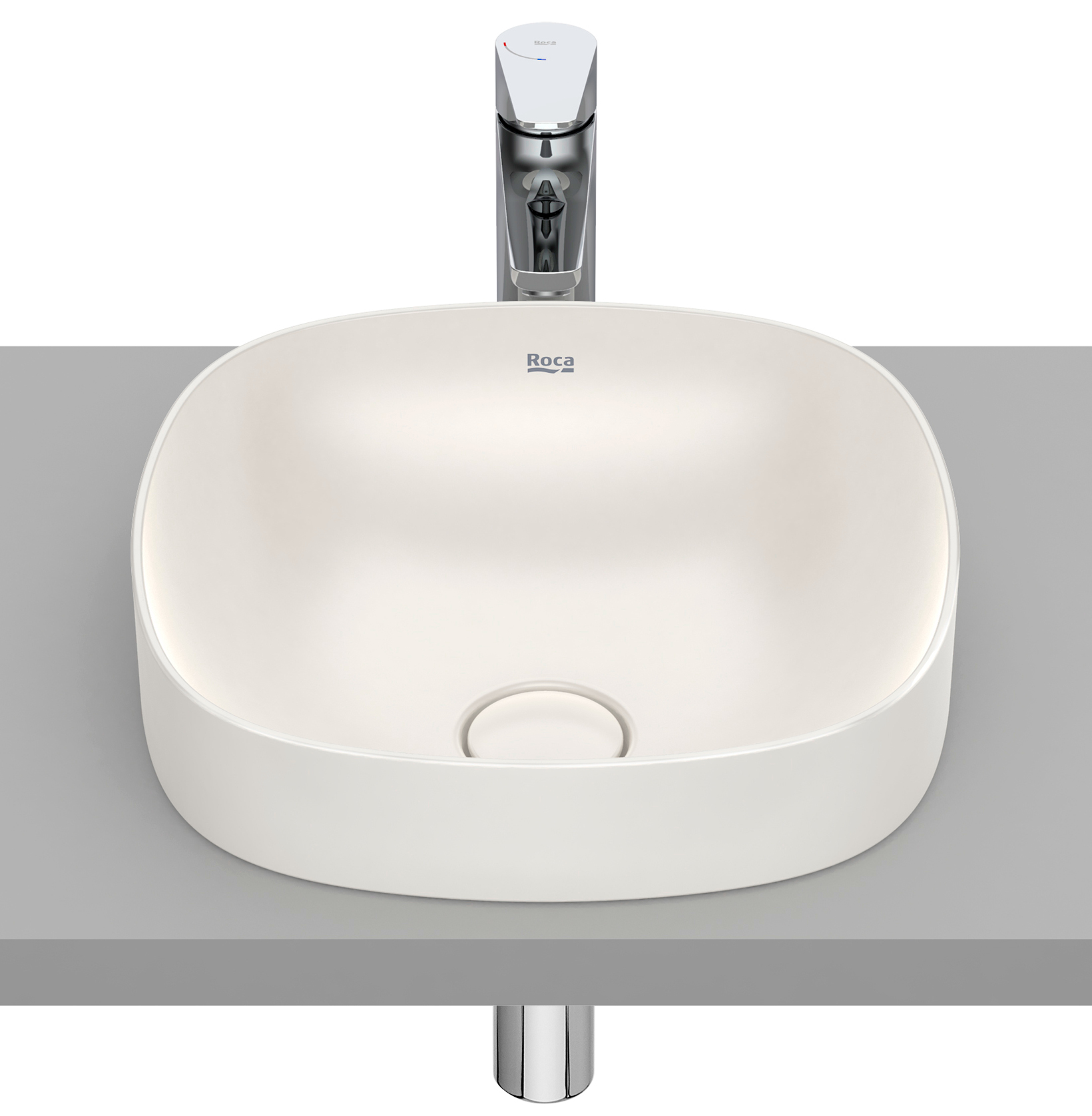 Roca Inspira Waschbecken 37x37 cm quadratisch Einbauwaschbecken braun/beige A32750R650