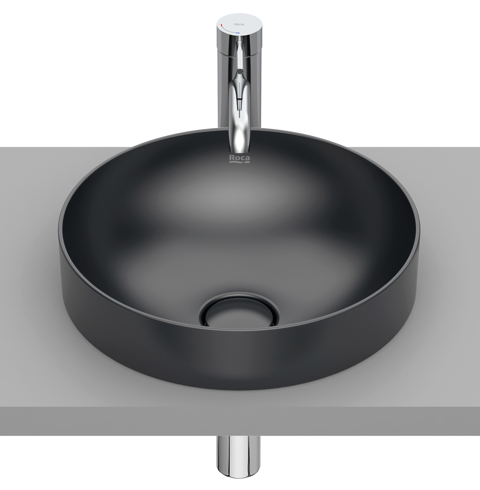 Roca Inspira Waschbecken 37x37 cm rund Einbauwaschbecken grauer Stein A32752R640