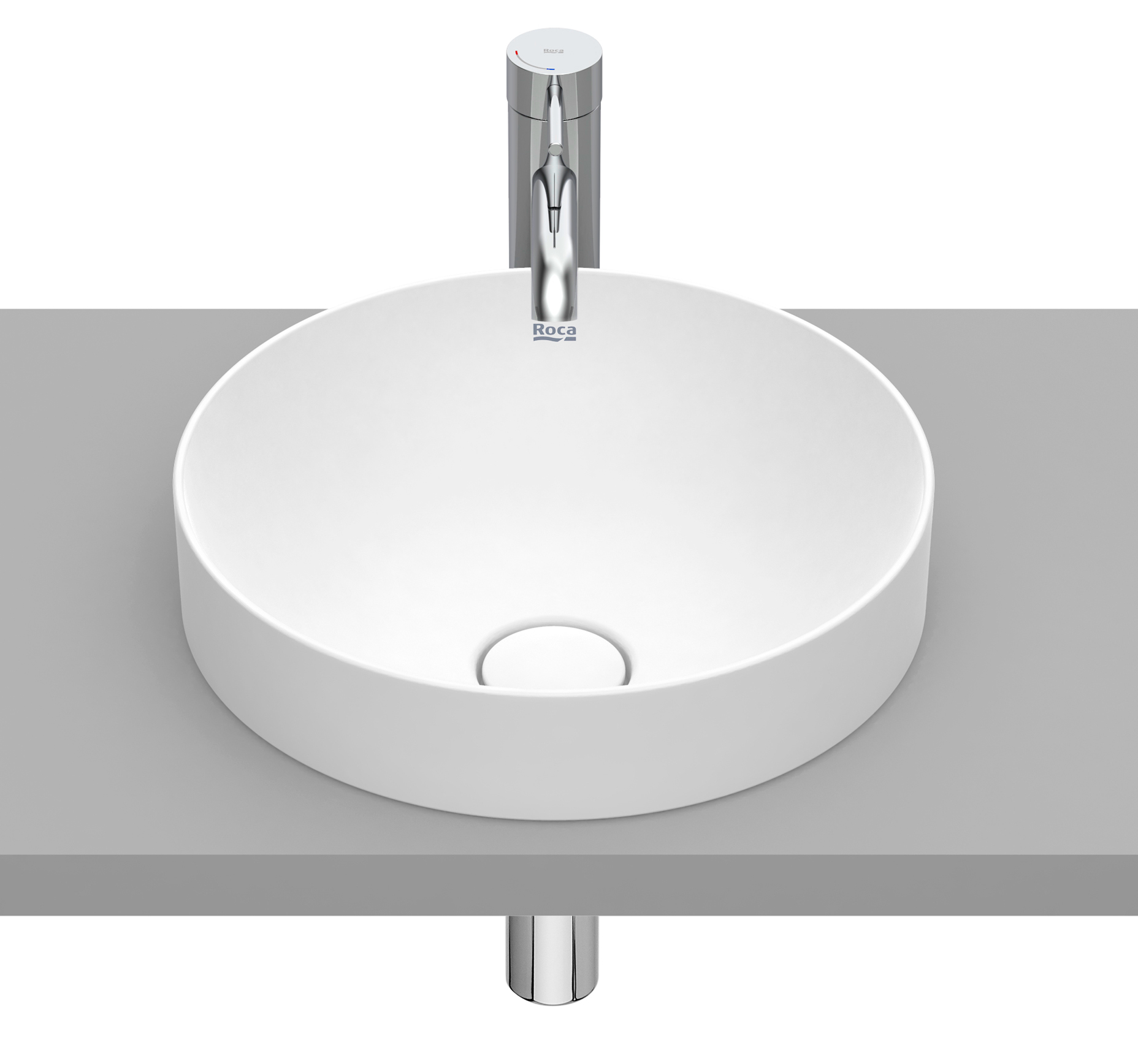 Roca Inspira Waschbecken 37x37 cm rund Einbauwaschbecken weiß A32752R620