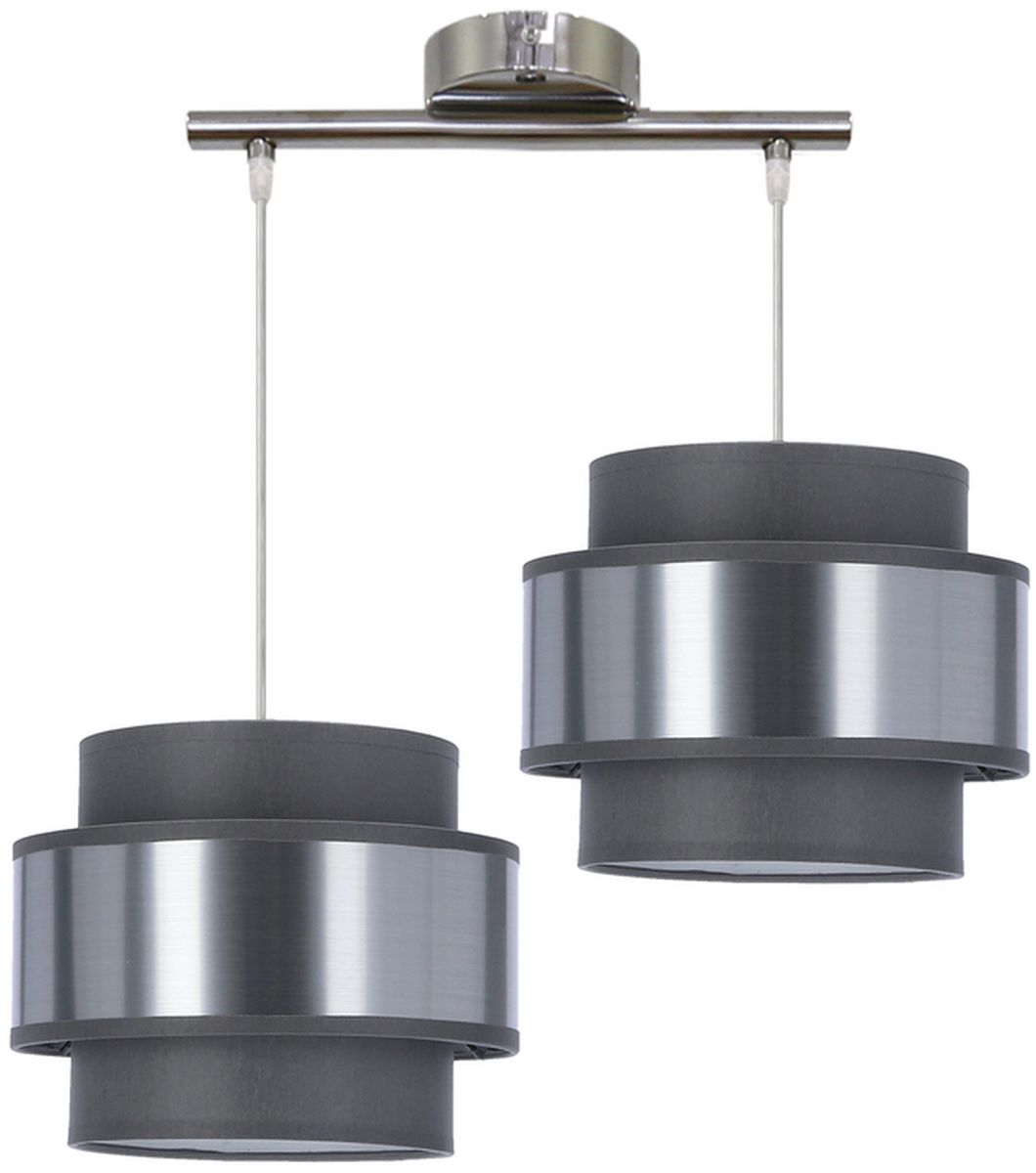 Candellux Hare Pendelleuchte 2x60 W chrom-grau/aschfarben-silber 32-18489