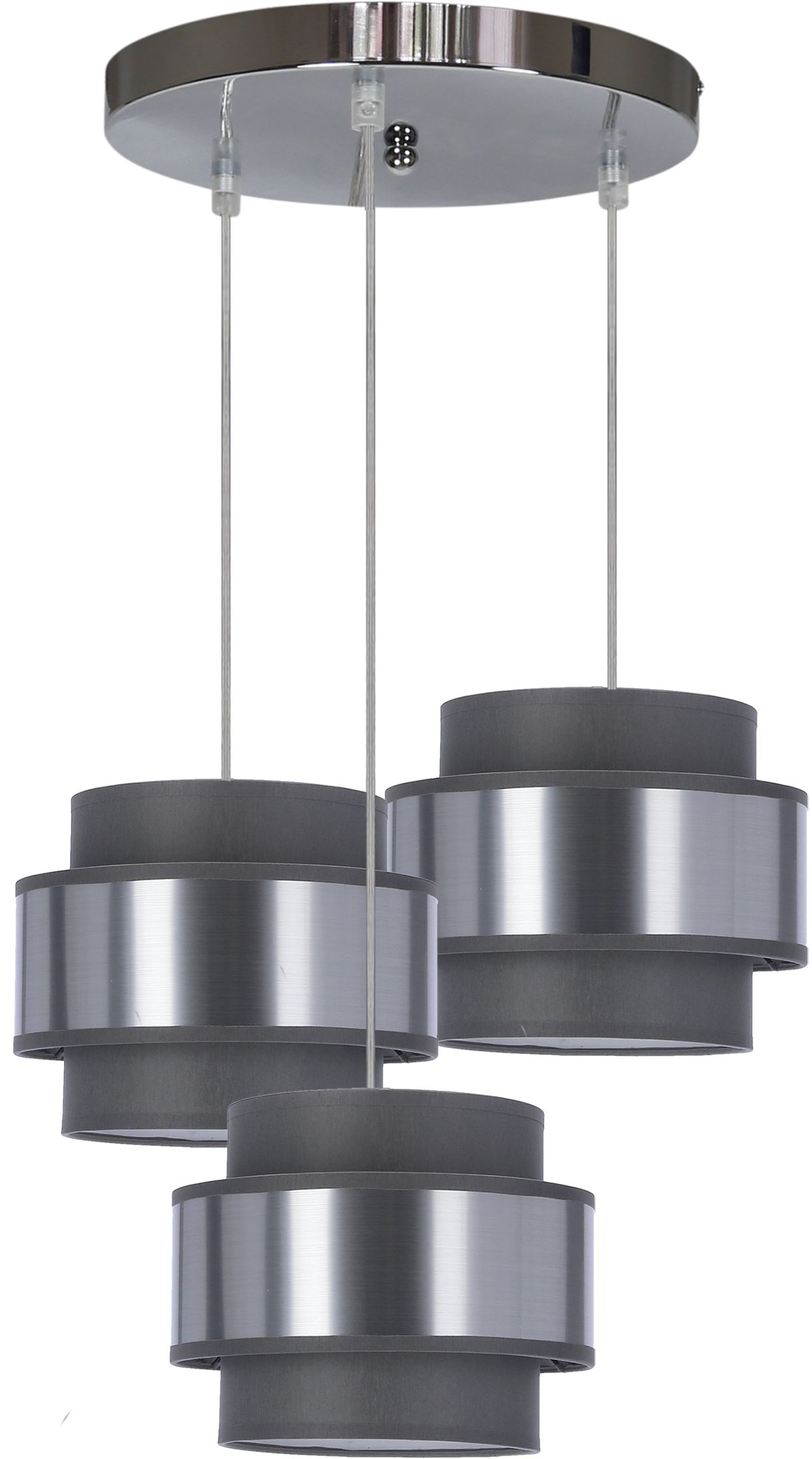 Candellux Hare Pendelleuchte 3x60 W chrom-grau/aschfarben-silber 33-18496