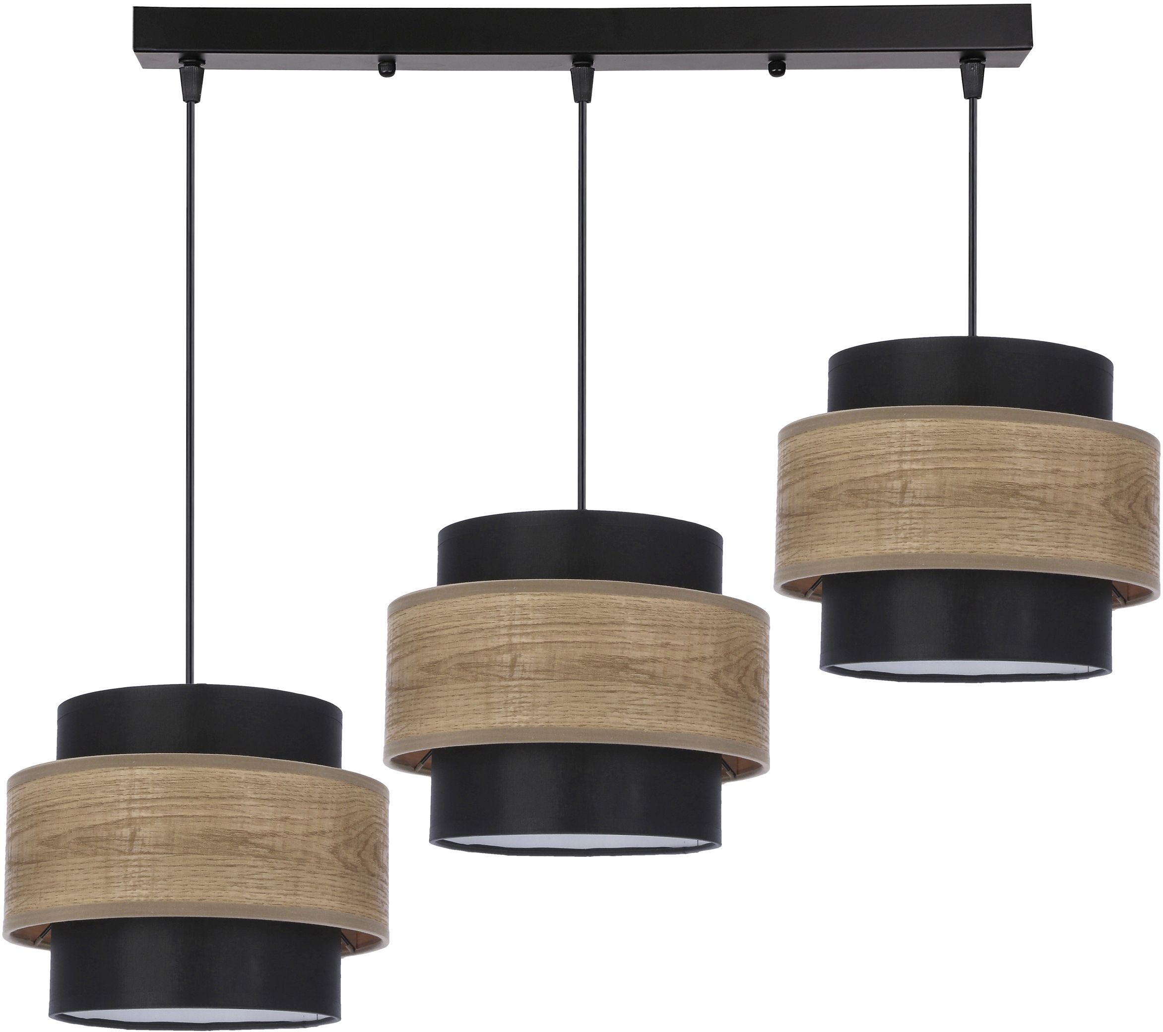 Candellux Twin Pendelleuchte 3x40 W schwarz-holz-braun 33-17895