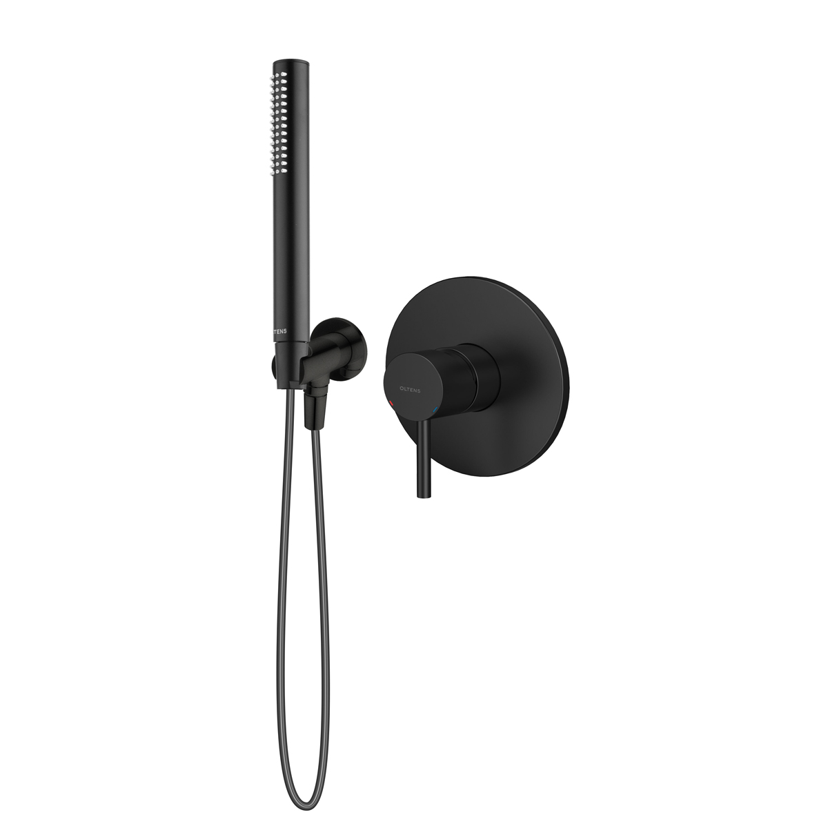 Set Duschbatterie Oltens Molle 33100300, Winkelanschluss mit Griff Oltens Hvita 39304300, 37102300, 37200300