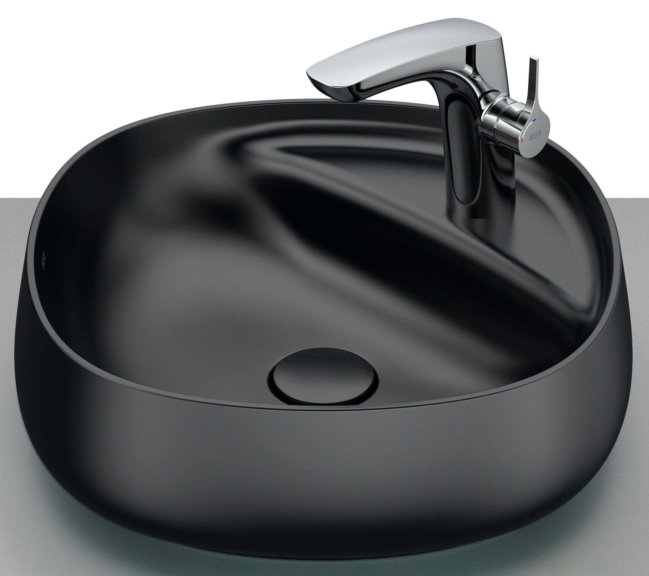 Roca Beyond Waschbecken 45x45 cm quadratisch Aufsatzwaschbecken schwarz A3270B9640