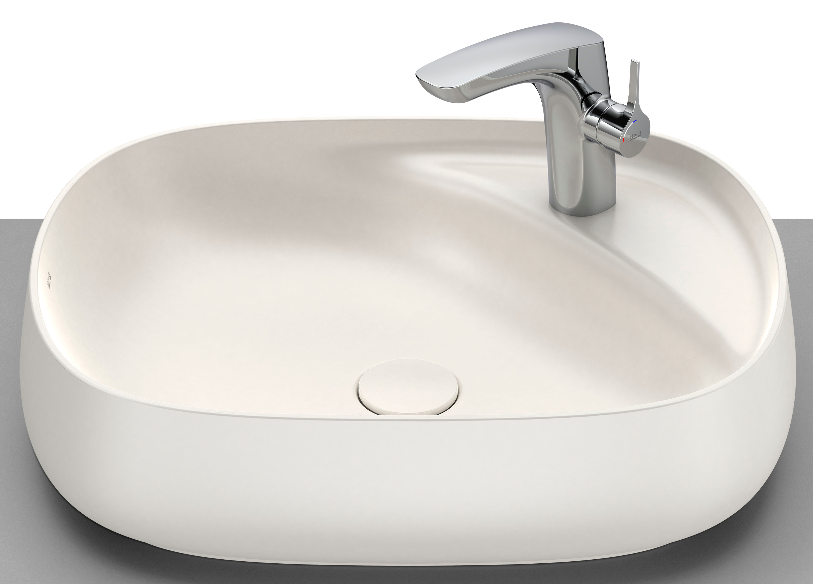 Roca Beyond Waschbecken 58.5x45.5 cm rund Aufsatzwaschbecken braun/beige A3270B8650