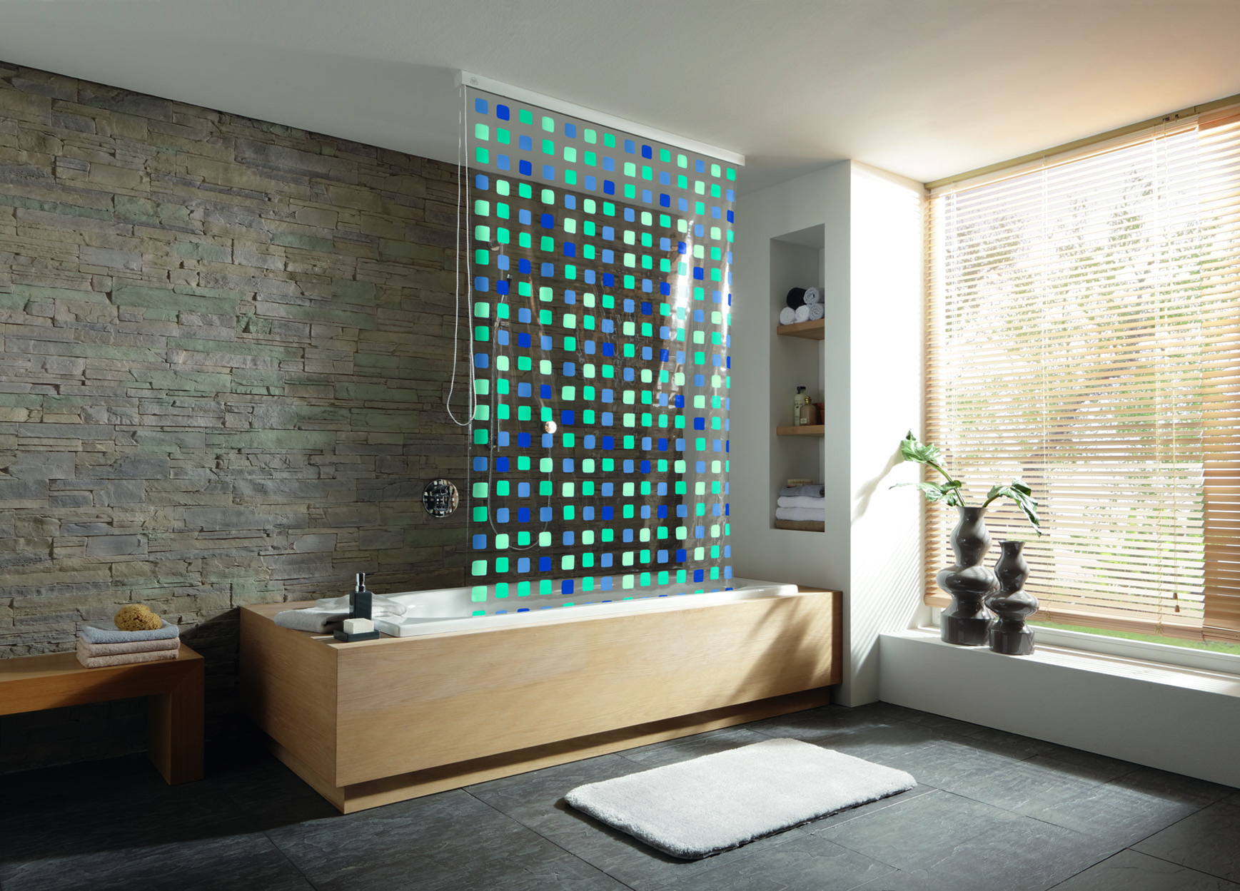 Kleine Wolke Duschrollo Duschrollo ohne Kassette 240x128 cm transparent-blau 3321721747