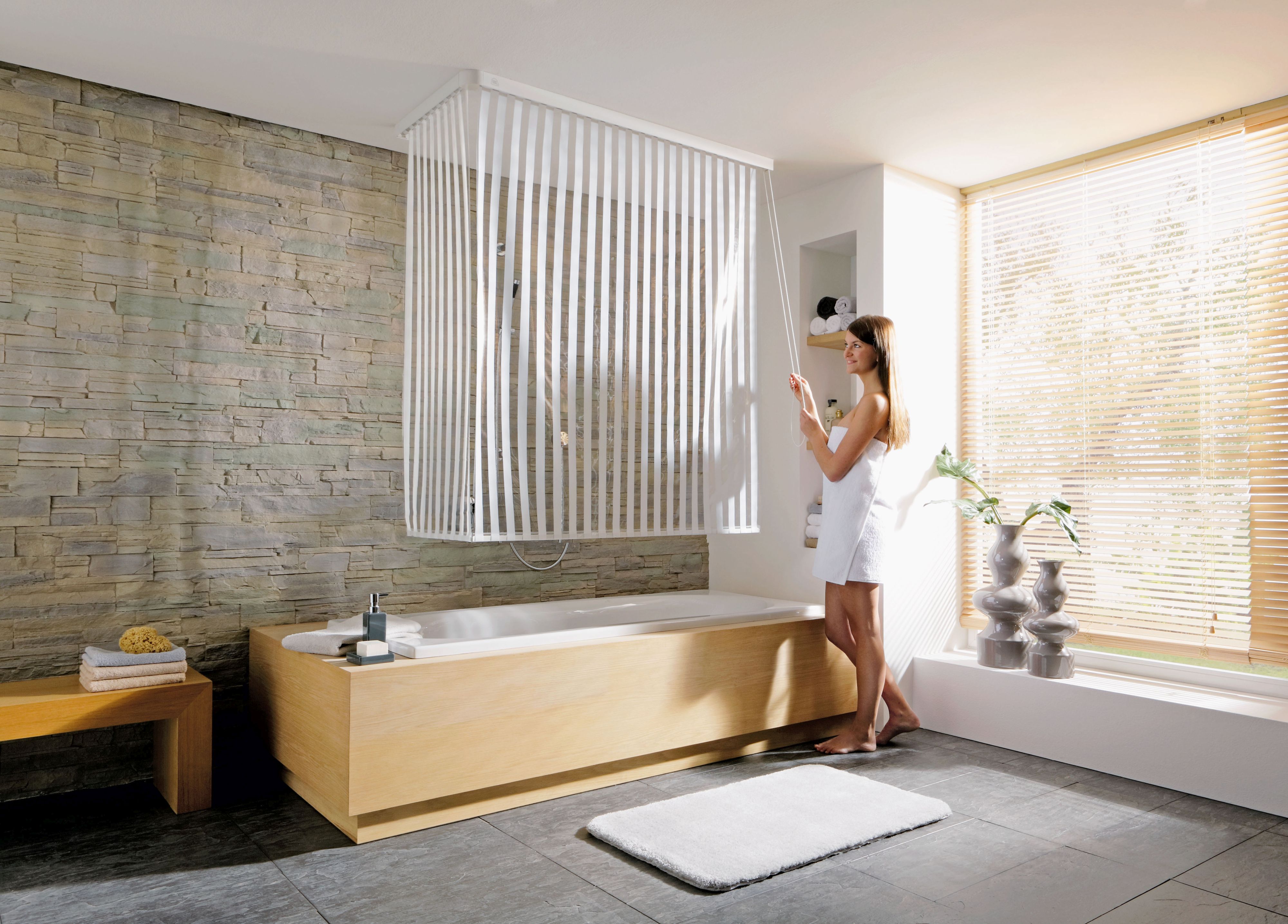 Kleine Wolke Duschrollo Duschrolloset mit Kassetten 240x138 cm transparent-weiß 3319100745