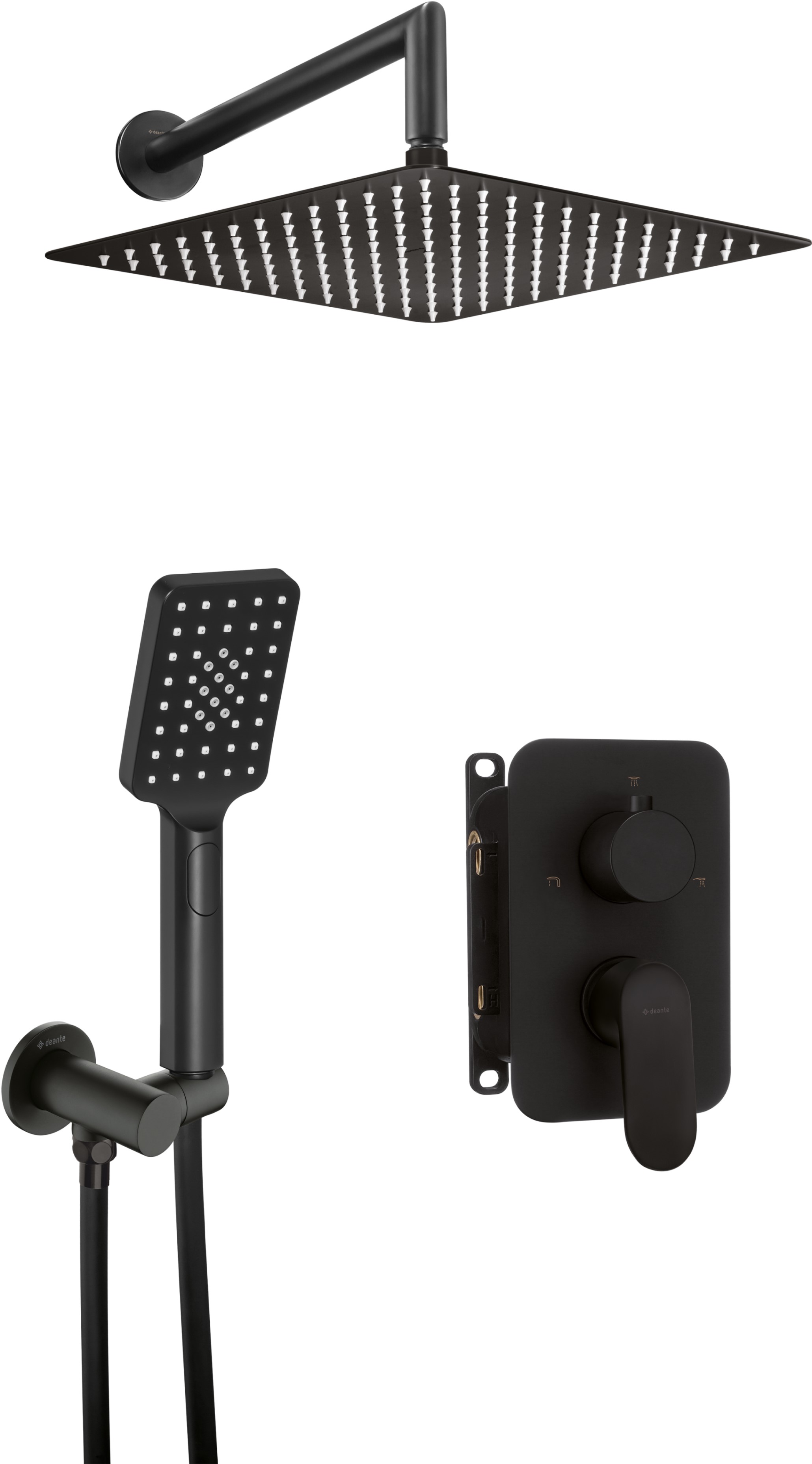 Deante Alpinia Duschset Unterputz mit Regenbrause schwarz BXYZNGAM