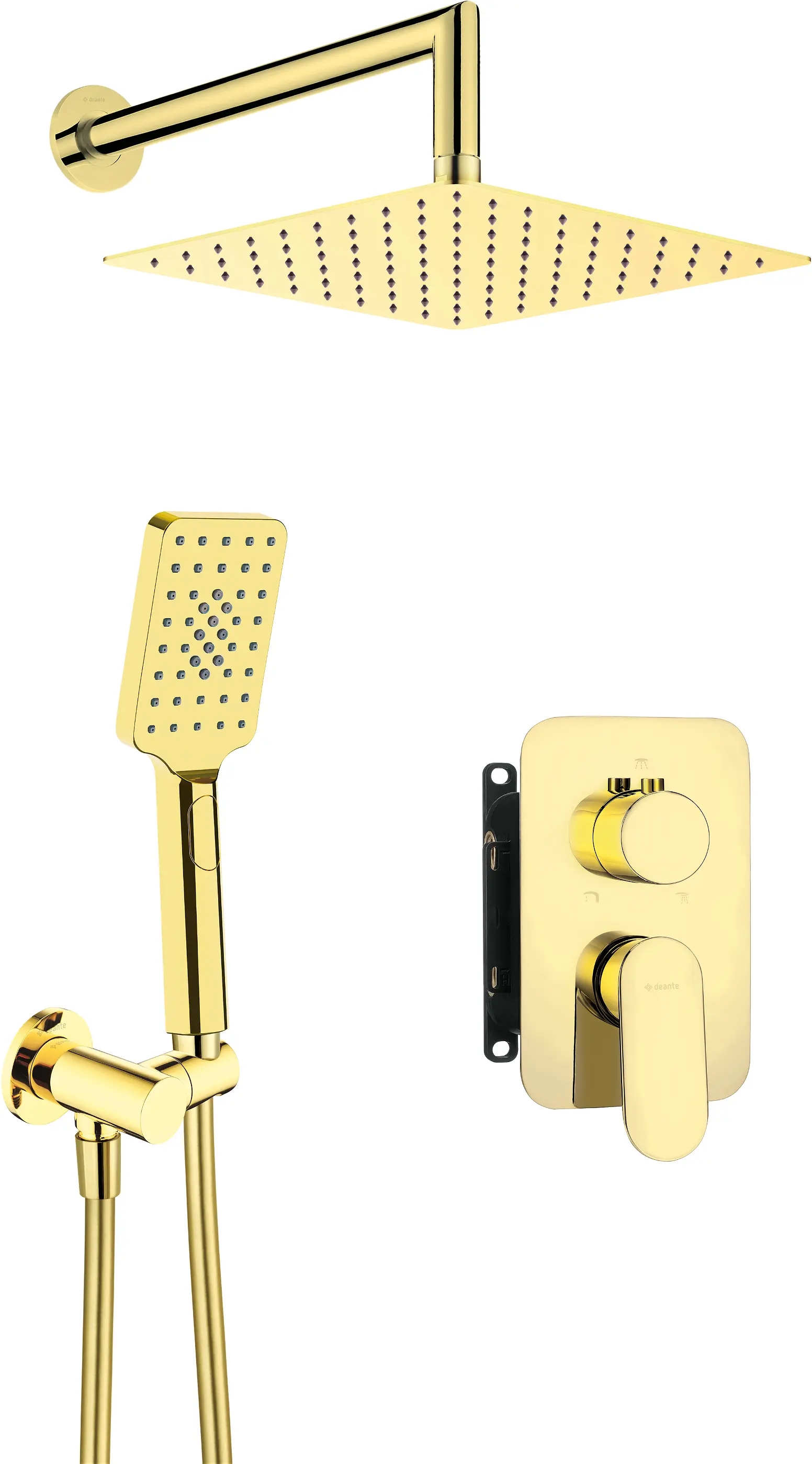 Deante Alpinia Duschset Unterputz mit Regenbrause gold BXYZZGAM