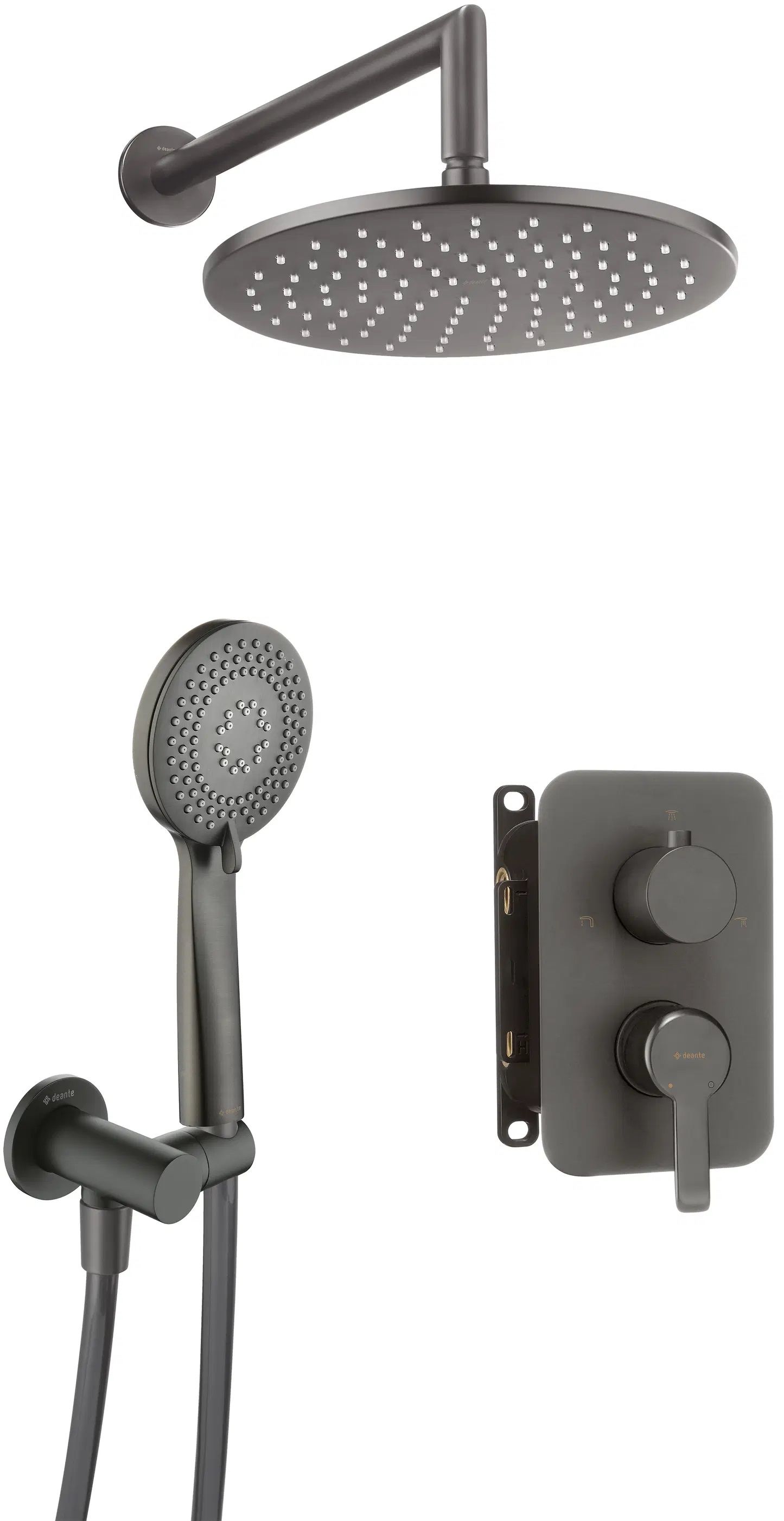 Deante Arnika Duschset Unterputz mit Regenbrause graphit BXYZDQAM