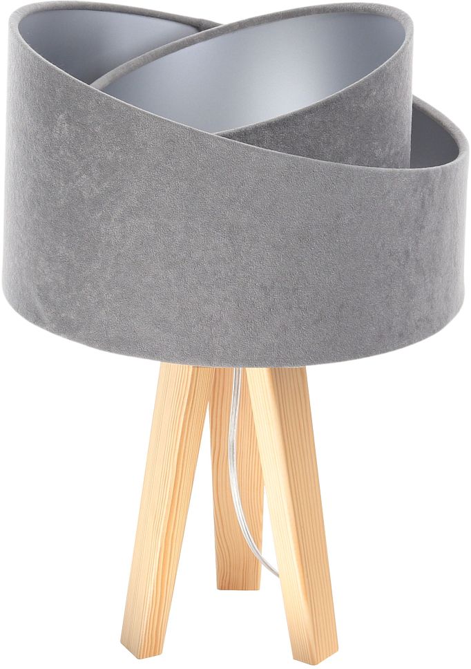 BPS Koncept Glamour Tischlampe 1x60 W grau-holz-silber 060S-013