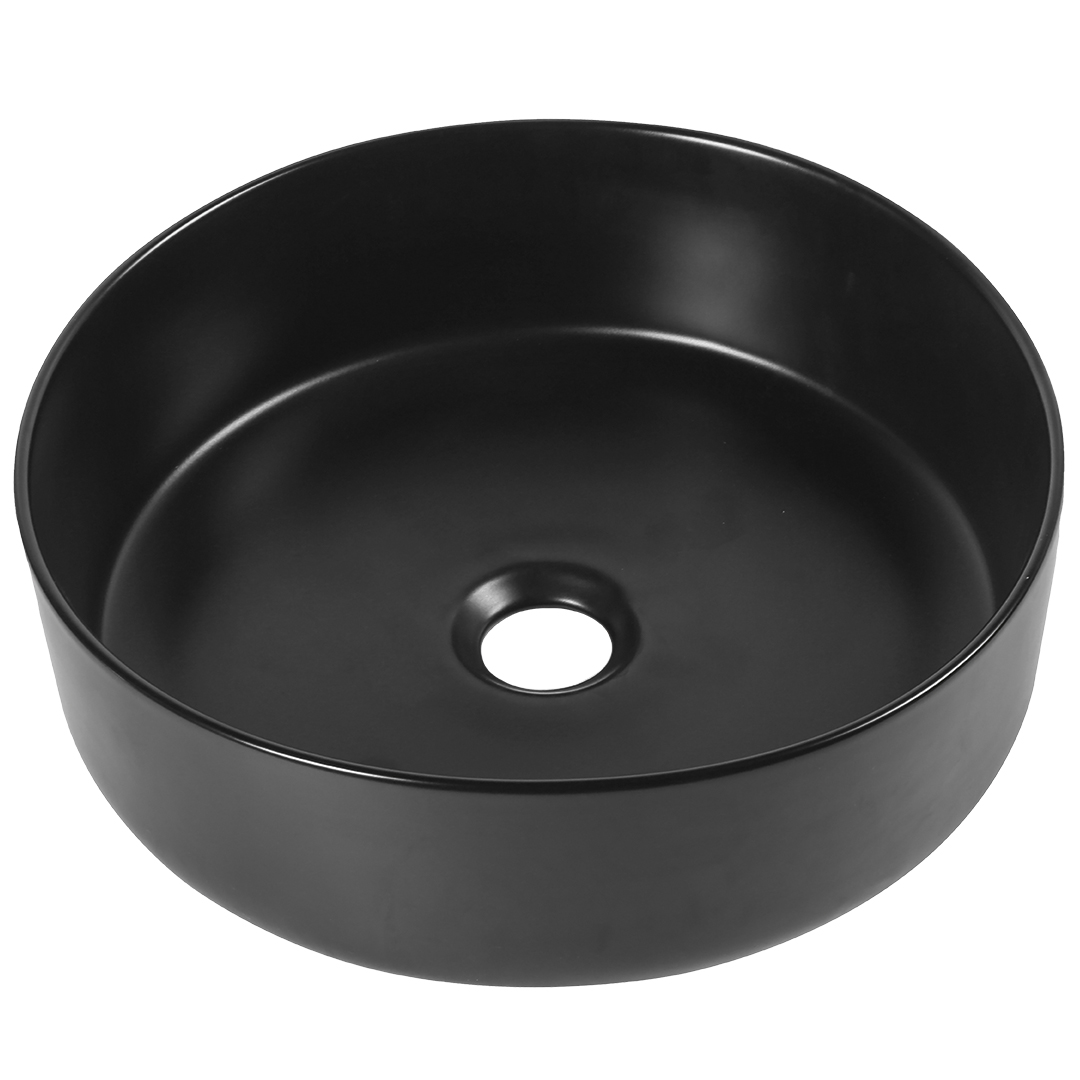 Laveo Desna Waschbecken 36x36 cm rund Aufsatzwaschbecken schwarz VUDB236