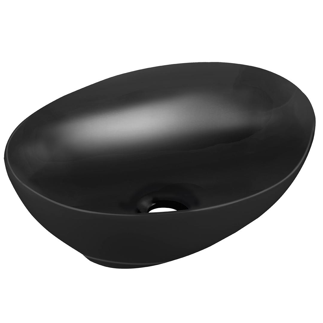 Laveo Desna Waschbecken 41x33 cm oval Aufsatzwaschbecken schwarz VUDB241