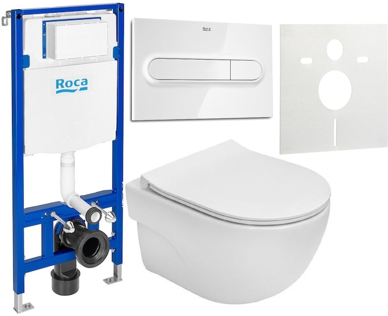 Set WC-Set mit Sitz Roca Meridian-N Compacto A34H242000, Unterputzrahmen Roca Duplo One A890070020, A890195000, A890063000