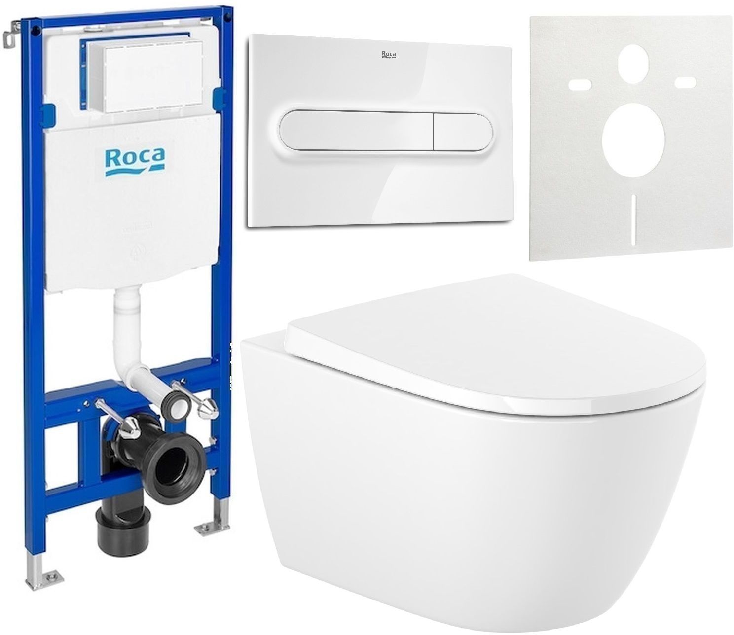 Satz wC-Schüssel mit Absenkautomatik-Sitz Roca Ona A34H688000, unterputzrahmen Roca Duplo One A890070020, A890195000, A890063000