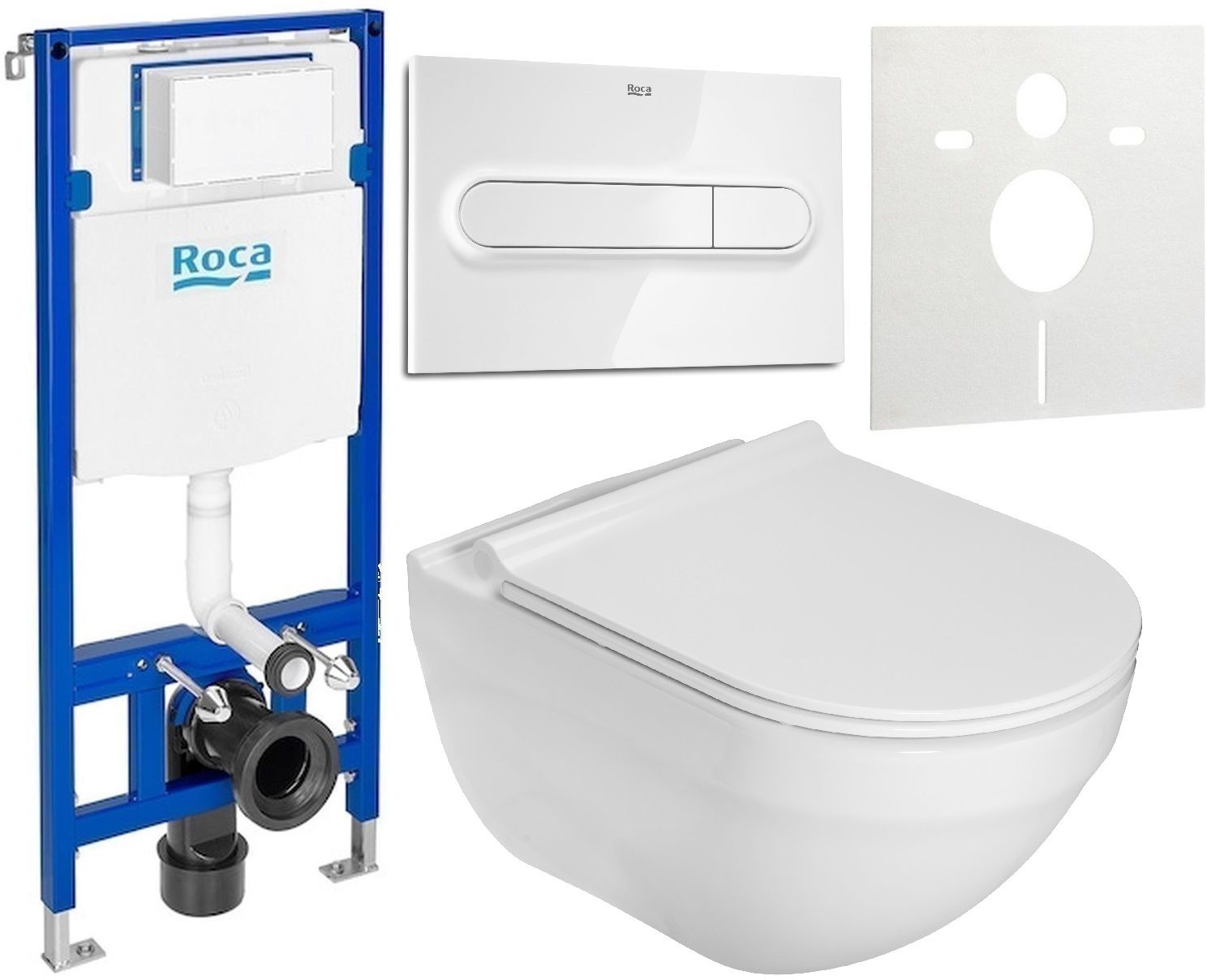 Set WC-Becken Roca Hebe A34H138000, Unterputzrahmen Roca Duplo One A890070020, A890195000, A890063000