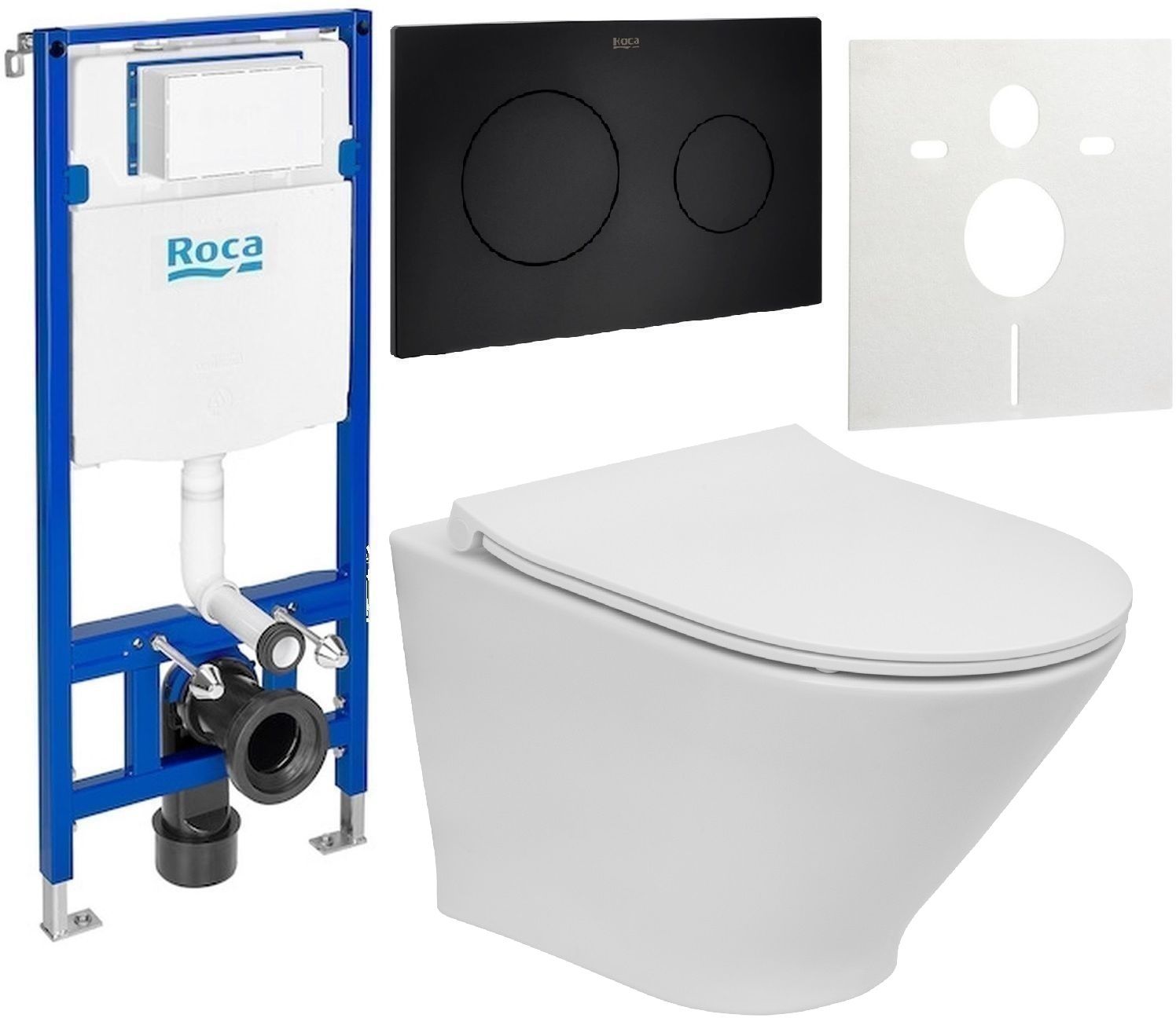 Set WC-Becken Roca Gap Round A3460NB000, Unterputzrahmen Roca Duplo One A890070020, A801D22001, A890189206, A890063000