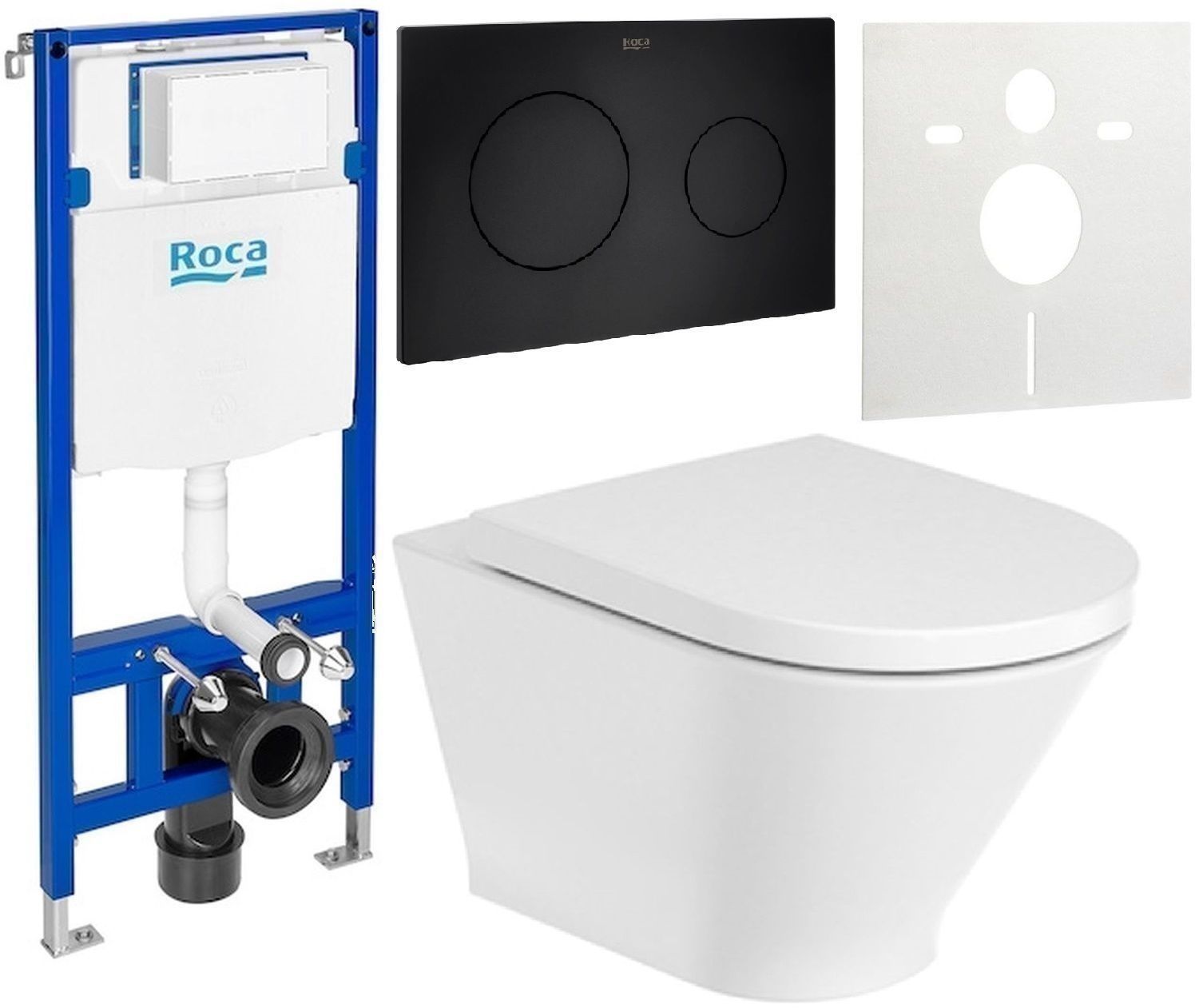 Set WC-Becken Roca Gap Round A3460NL000, Unterputzrahmen Roca Duplo One A890070020, A801D12001, A890189206, A890063000