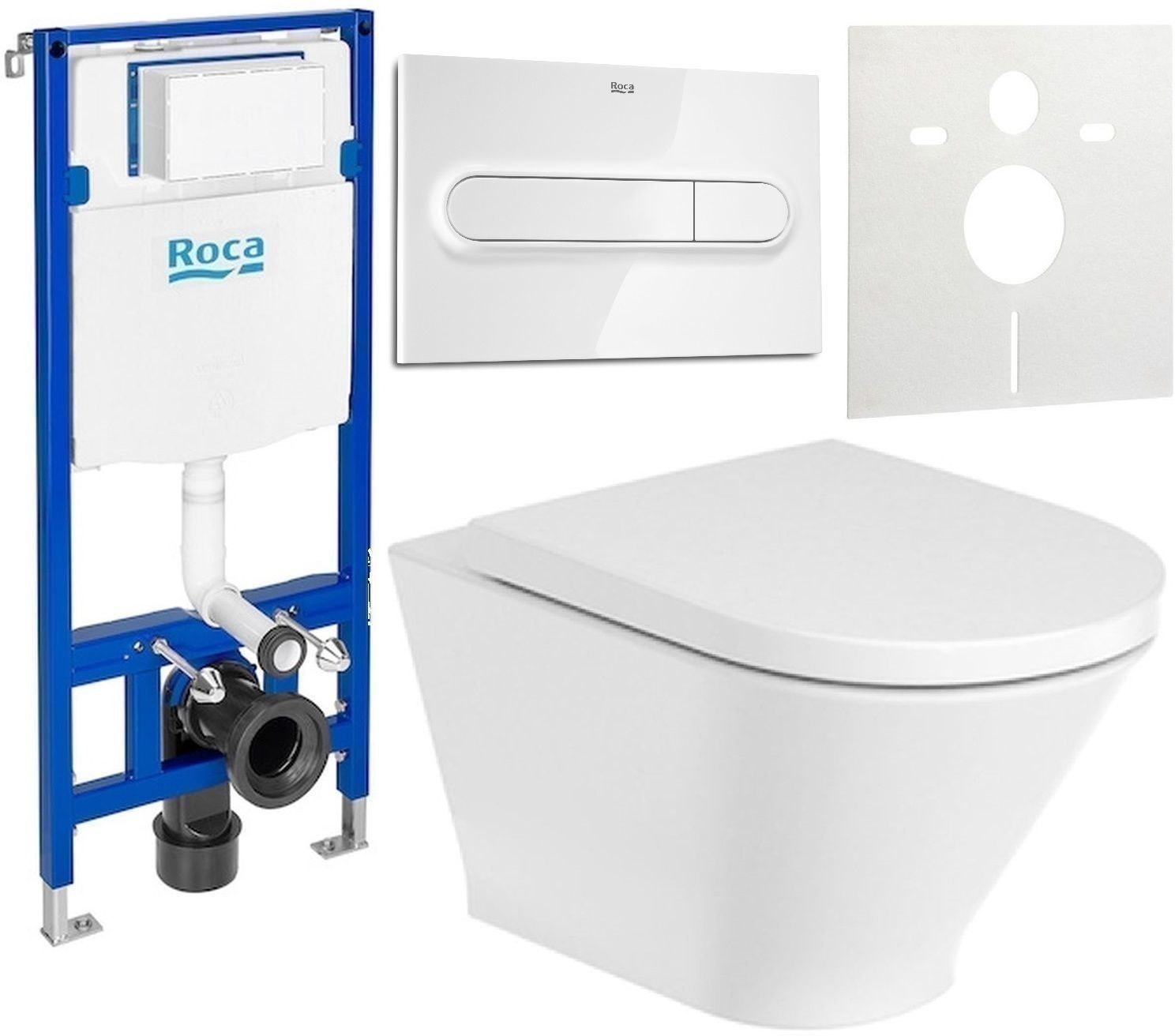 Set WC-Becken Roca Gap Round A3460NL000, Unterputzrahmen Roca Duplo One A890070020, A801D12001, A890195000, A890063000