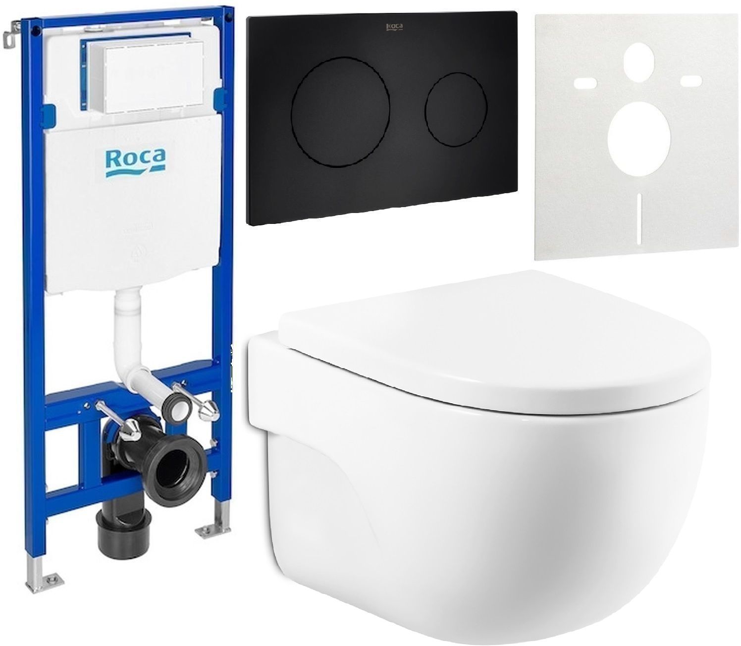 Set WC-Becken Roca Meridian A346244000, Unterputzrahmen Roca Duplo One A890070020, A8012AC00B, A890189206, A890063000