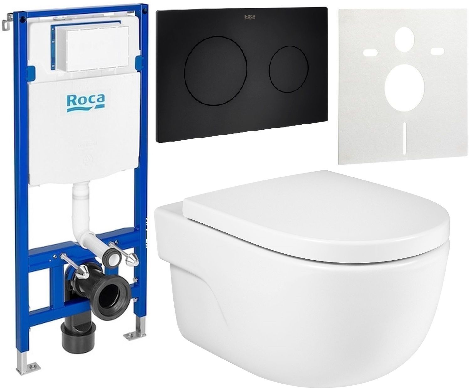 Set WC-Becken Roca Meridian A34624L000, Unterputzrahmen Roca Duplo One A890070020, A8012A200B, A890189206, A890063000